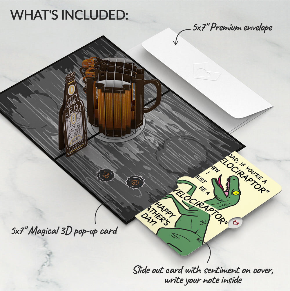 Beer Father's Day Pop-Up Card and Velociraptor Sentiment Set、mySite、solidvoid