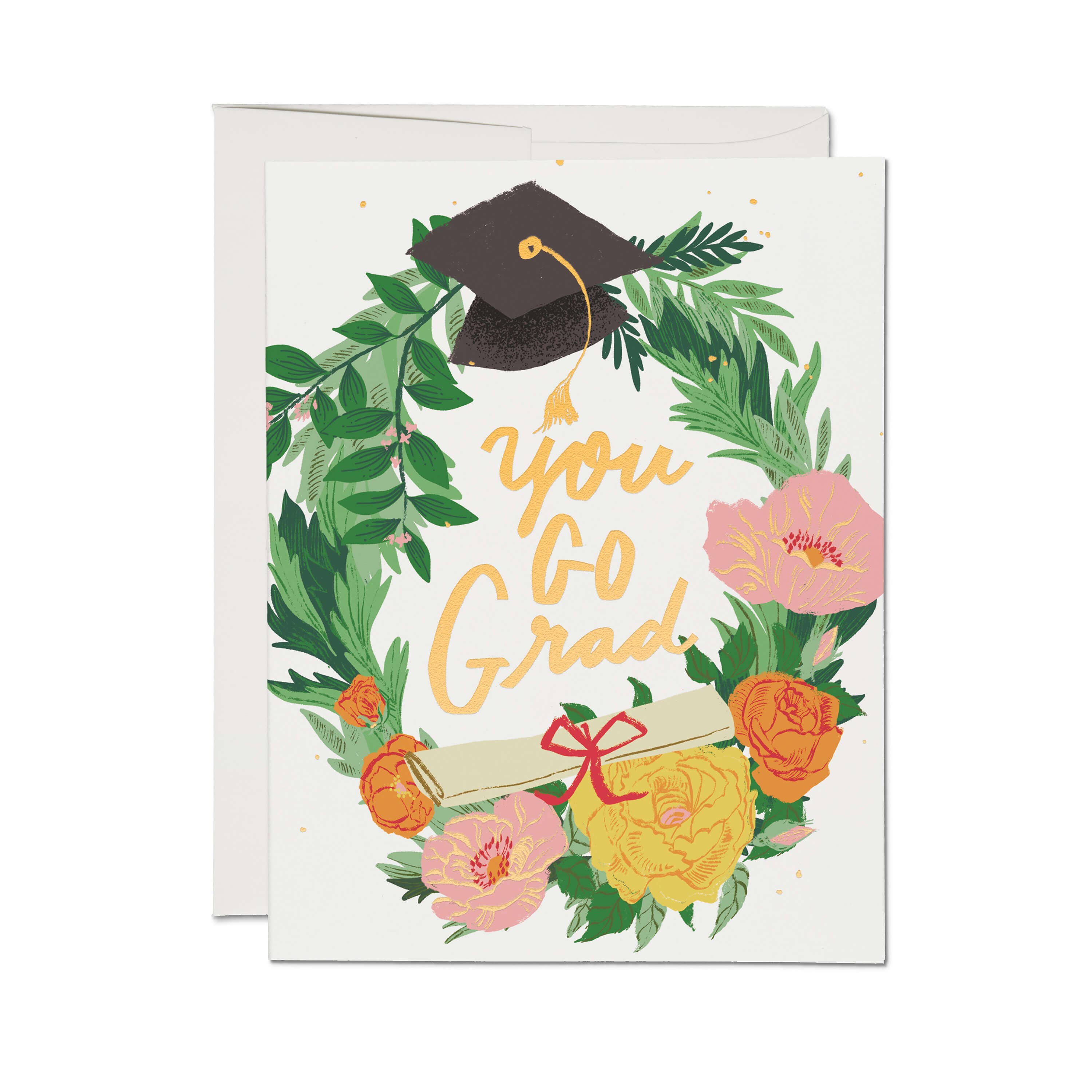 Red Cap Cards - Graduation Wreath greeting card: Single、mySite、garagedoors4me