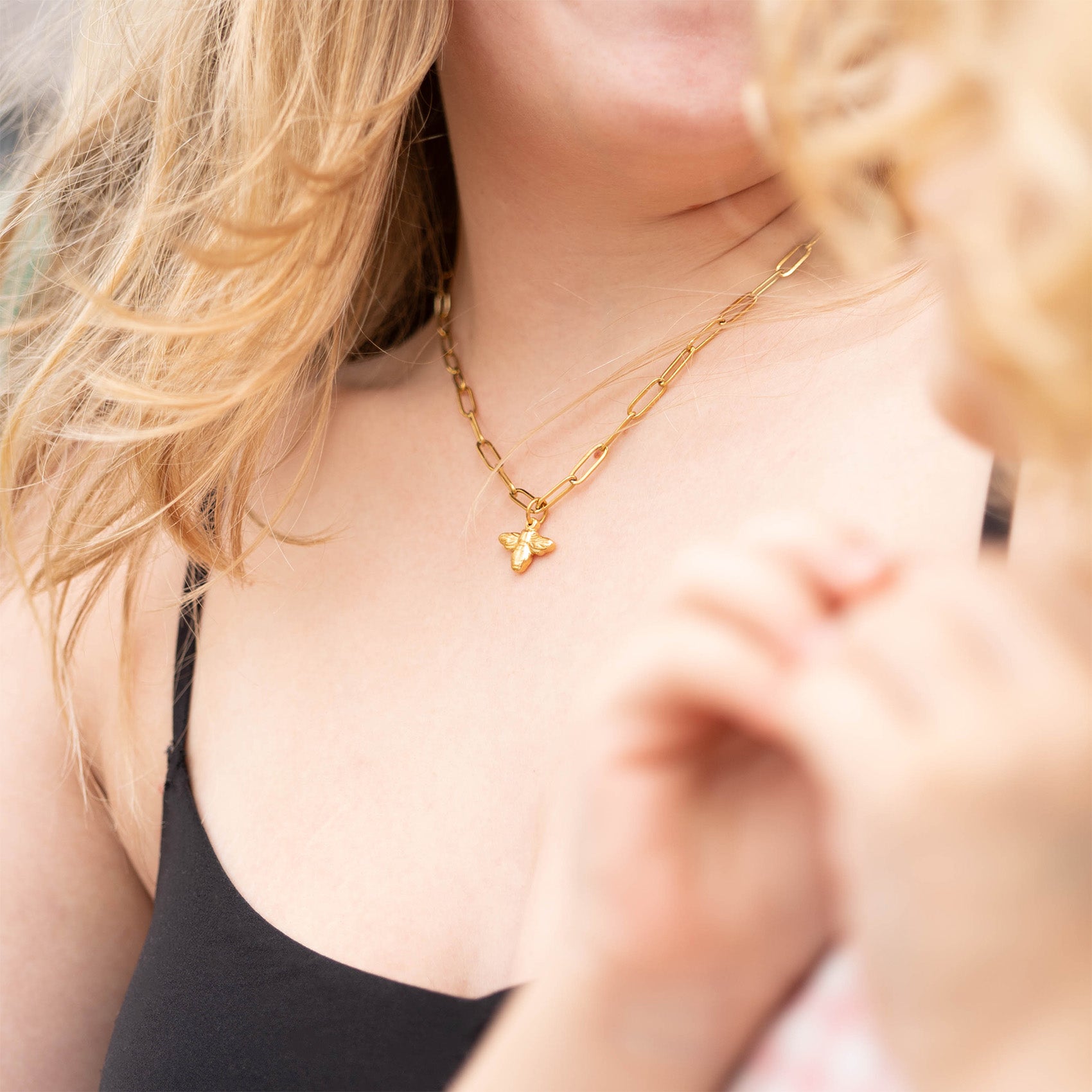 18K Gold PVD Stainless Steel Mommy & Me Bee Charm Necklace Set / BND0073、mySite、dreamappss