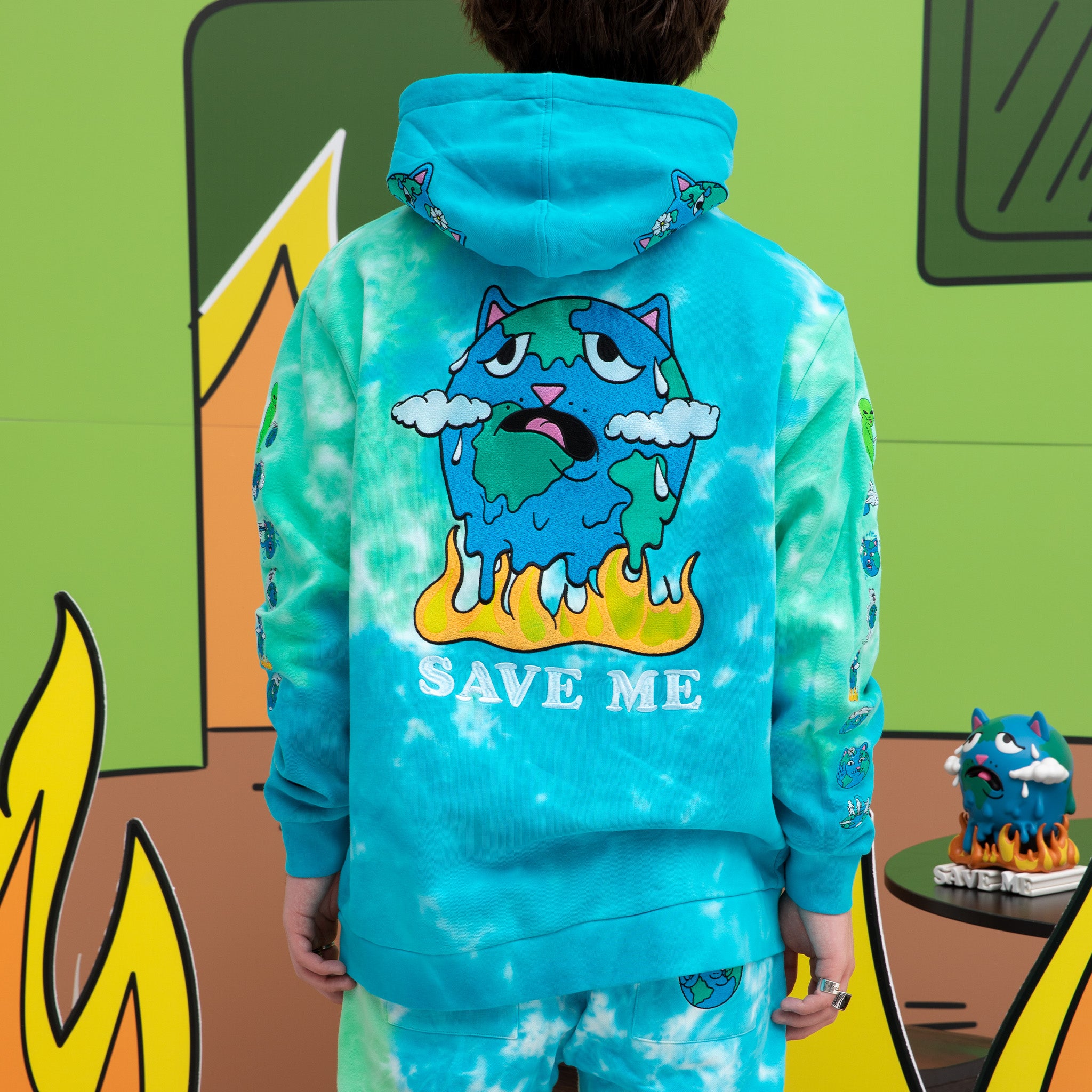  Save the World Embroidered Hoodie (Aqua/Green Tie Dye)、mySite、merchandisen