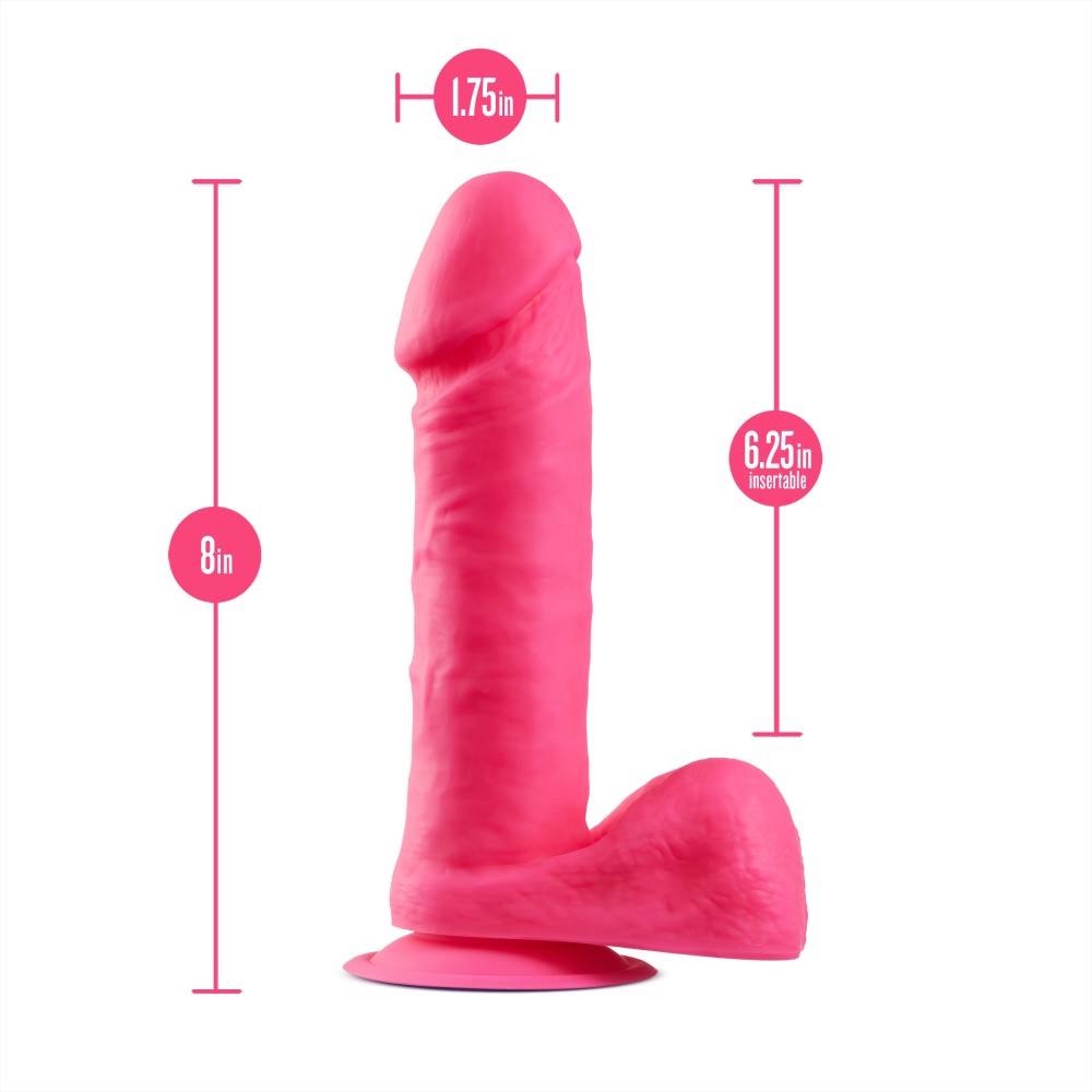 Neo Elite By Blush® | Neon Pink: 8-Inch Long Dildo - Made with Purio™ Silicone & SensaFeel® Dual Density Realistic Technology、mySite、bottomscart