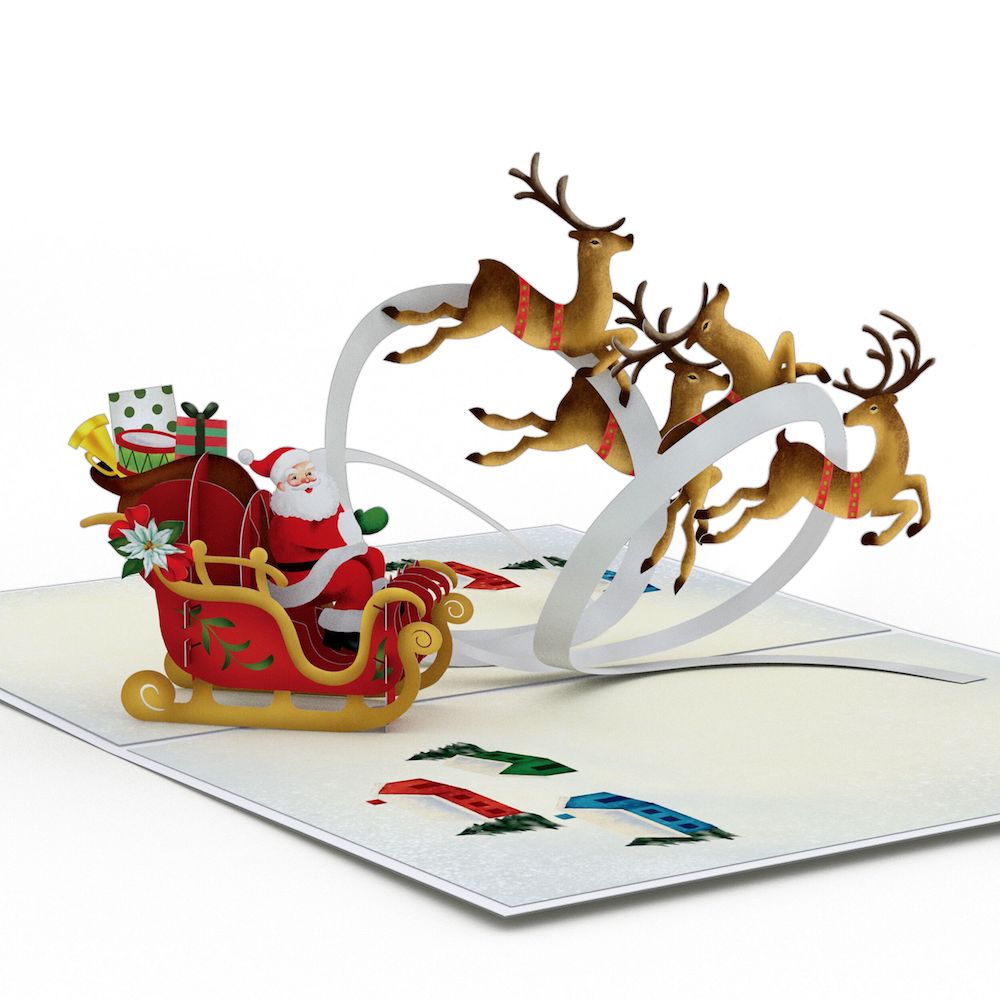 Santa Sleigh and Reindeer Pop-Up Card、mySite、solidvoid