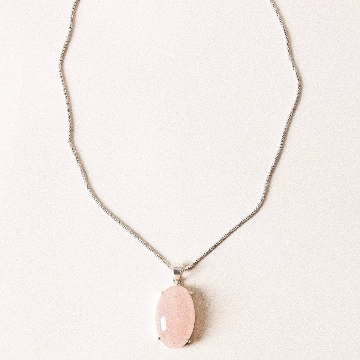 Rose Quartz Silver Pendant Necklace、mySite、hinf8tx79