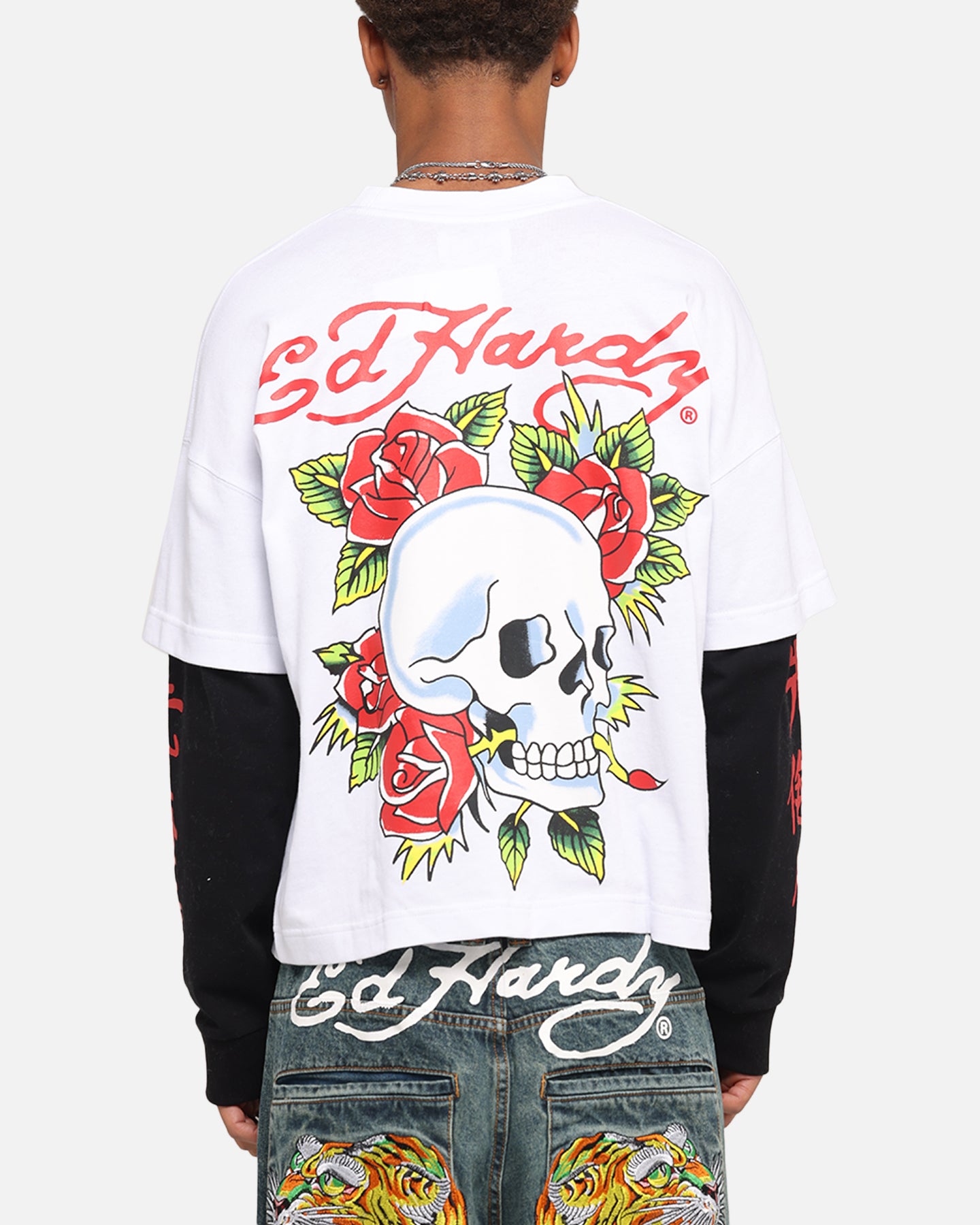 Ed Hardy Skull Layered Long Sleeve T-Shirt White、mySite、zt4zffjzw