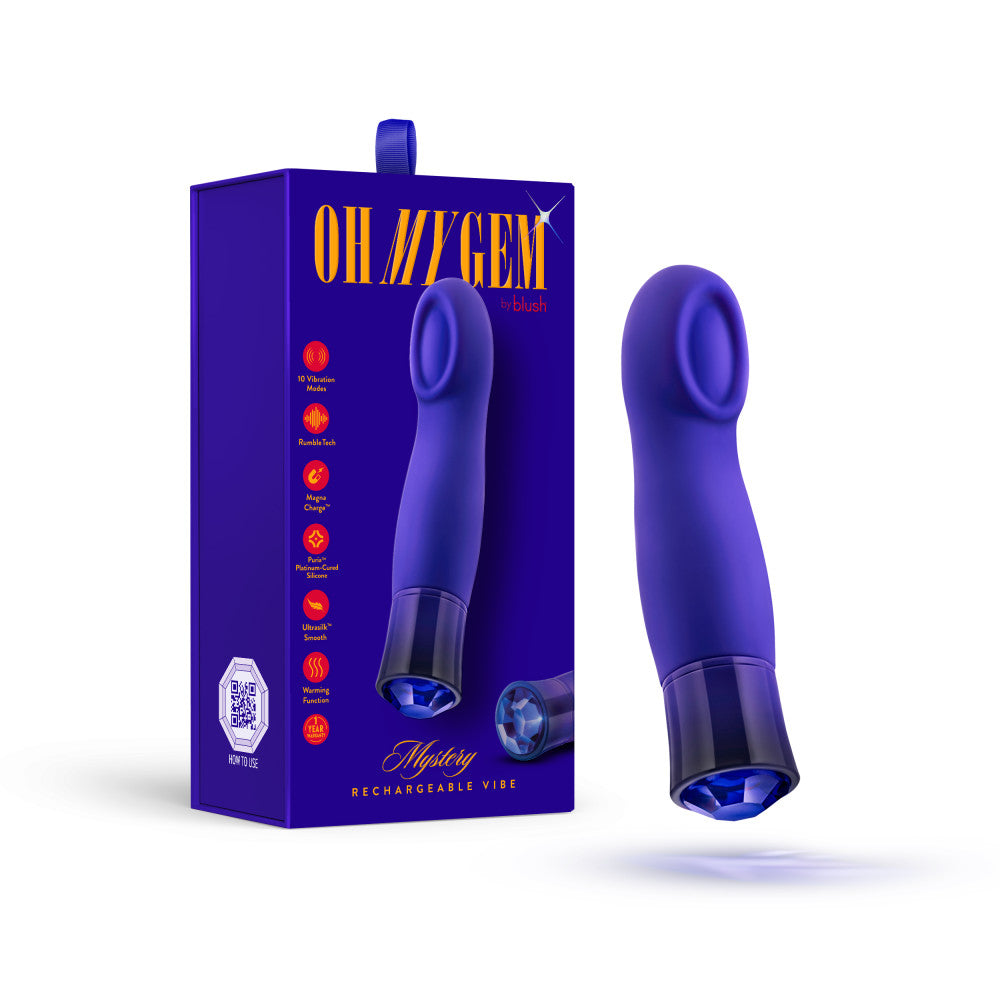 Oh My Gem By Blush® | Mystery: 5.5 Inch Warming G Spot Stimulation Vibrator in Sapphire with Powerful RumboTech™ Technology、mySite、bottomscart