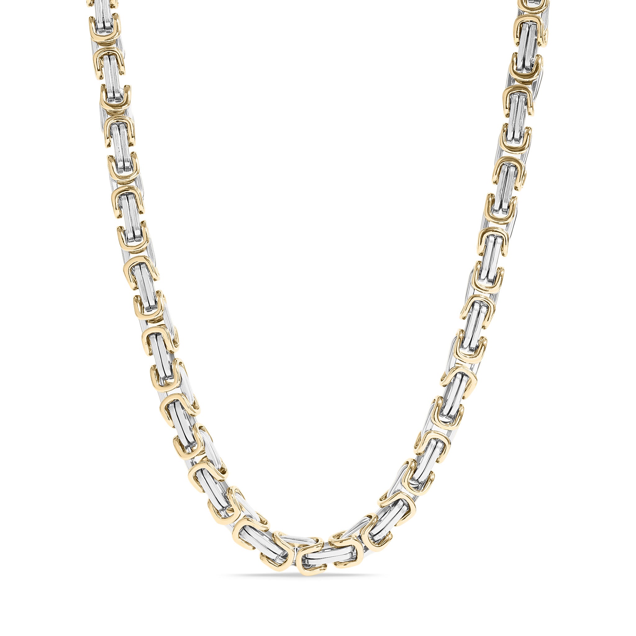 Stainless Steel And 18K Gold PVD Coated Byzantine Chain Necklace / CHN8504、mySite、dreamappss