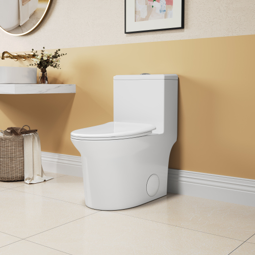 1.1/1.6 GPF Elongated Comfort Height Floor Mounted One-Piece Toilet, CUPC Certified, WaterSense Cetified, Ceramic, White Color, Soft Close Seat、、xpatfood