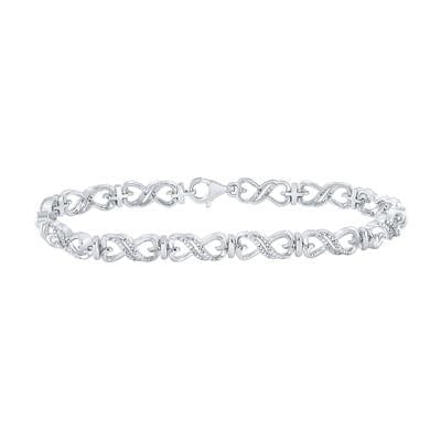 STERLING SILVER ROUND DIAMOND INFINITY BRACELET 1/10 CTTW、mySite、g9winljtr