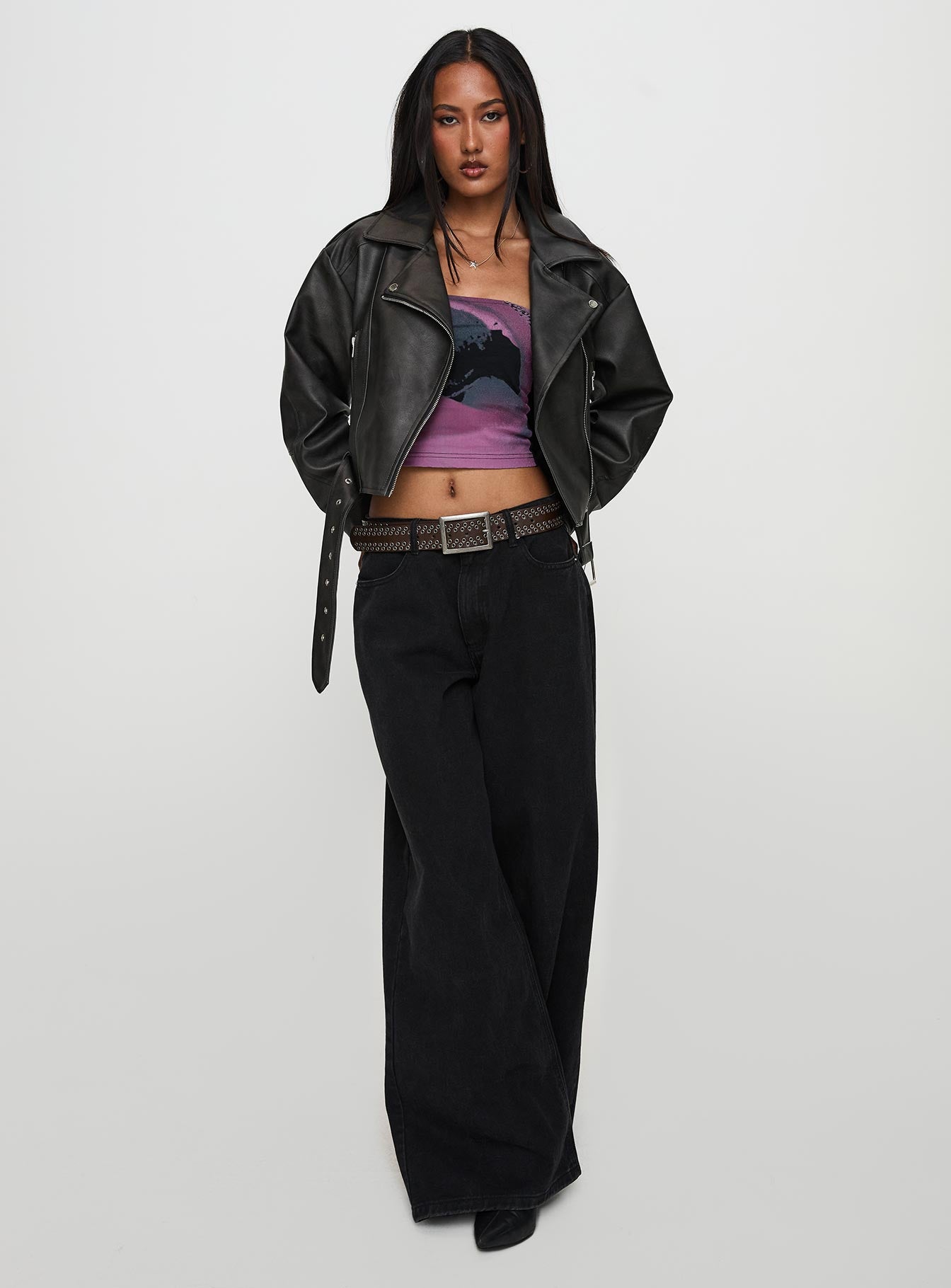 Face The Wind Faux Leather Jacket Grey、mySite、solidvoid