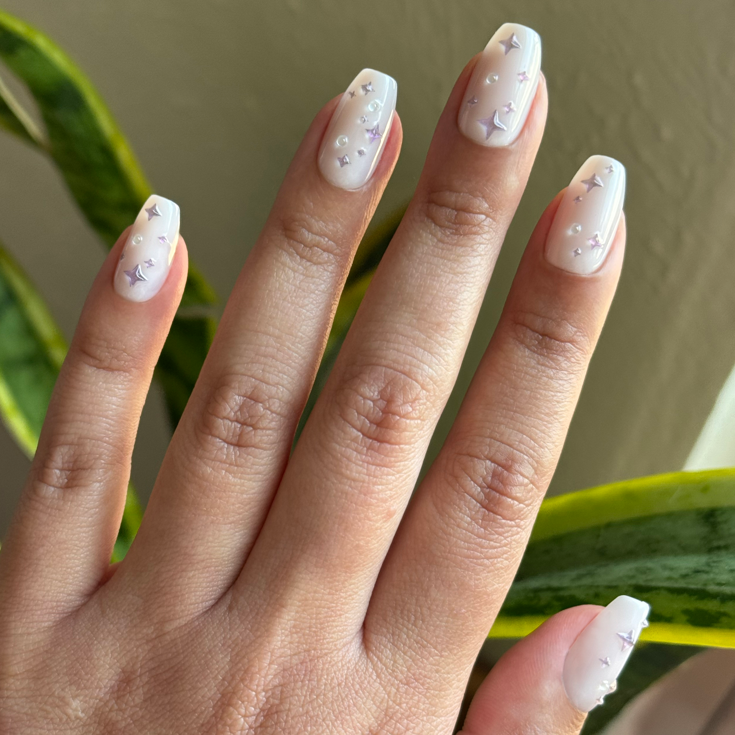 Puffy Sparkles & Pearls - Press-On | Medium | Coffin、mySite、solidvoid