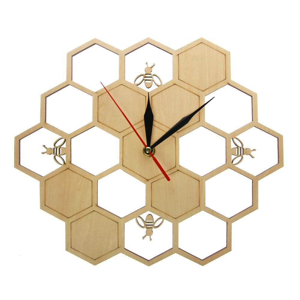 Bee Wall Clocks-3 styles, Bee and Honeycomb Natural Wood Wall Clocks、mySite、g9winljtr