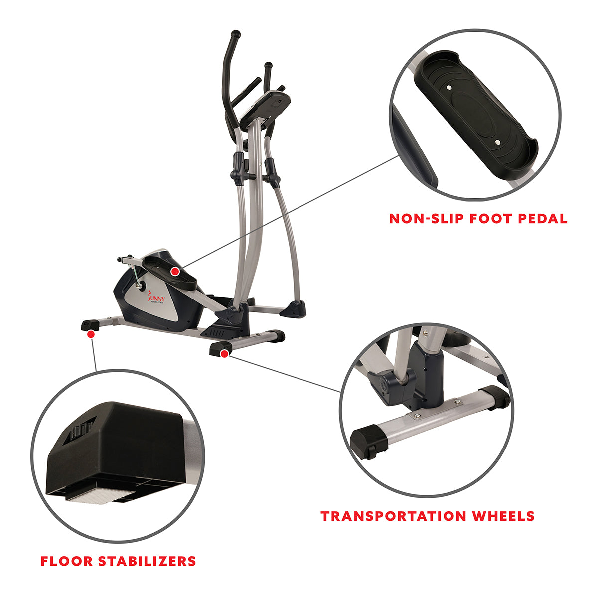  Magnetic Elliptical Machine w/ Device Holder, LCD Monitor and Heart Rate Monitoring - Endurance Zone、mySite、ghnorth