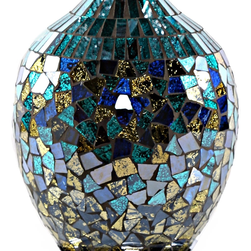 Maverick Silver and Turquoise Crystal Mosaic Base Table Lamp、mySite、g9winljtr
