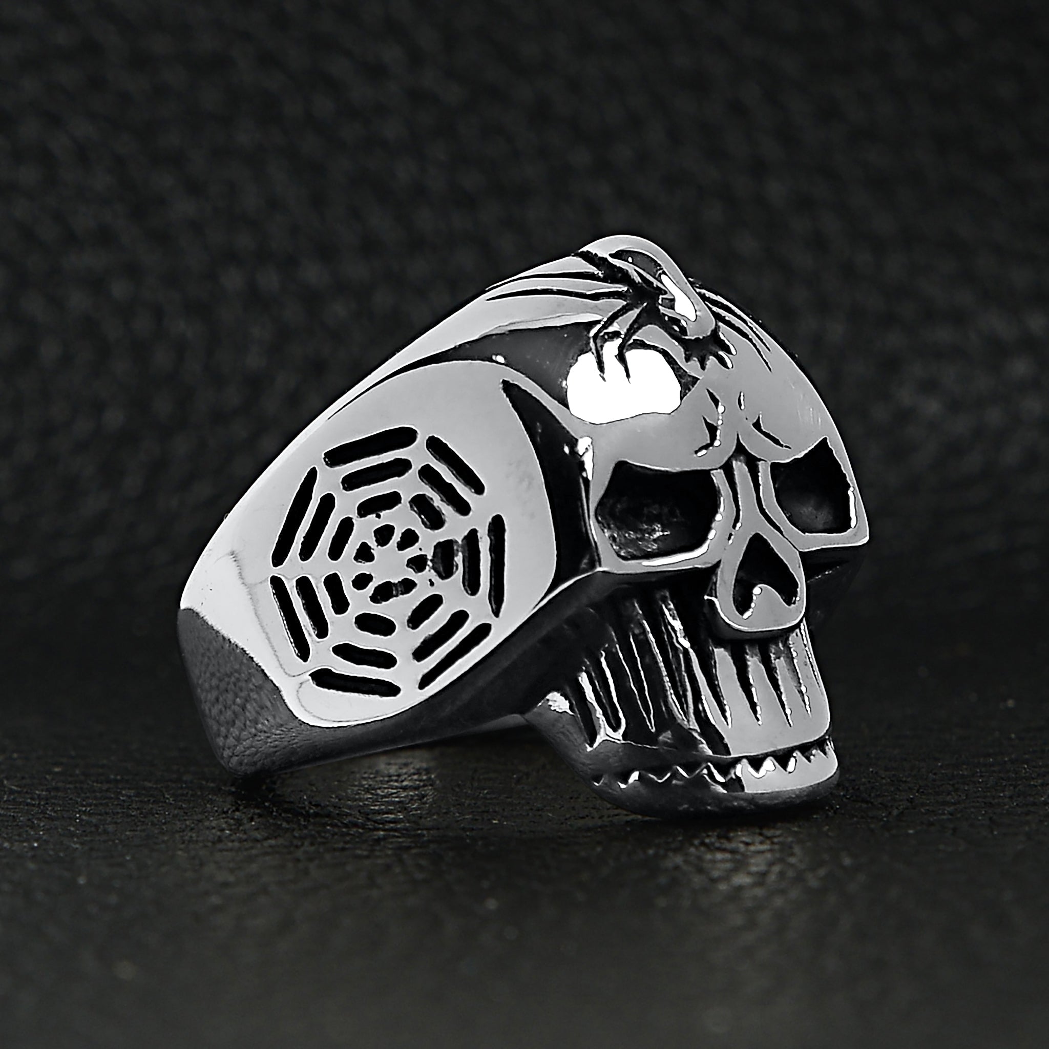 Stainless Steel Skull With Spider And Web Accents Ring / SCR4025、mySite、dreamappss
