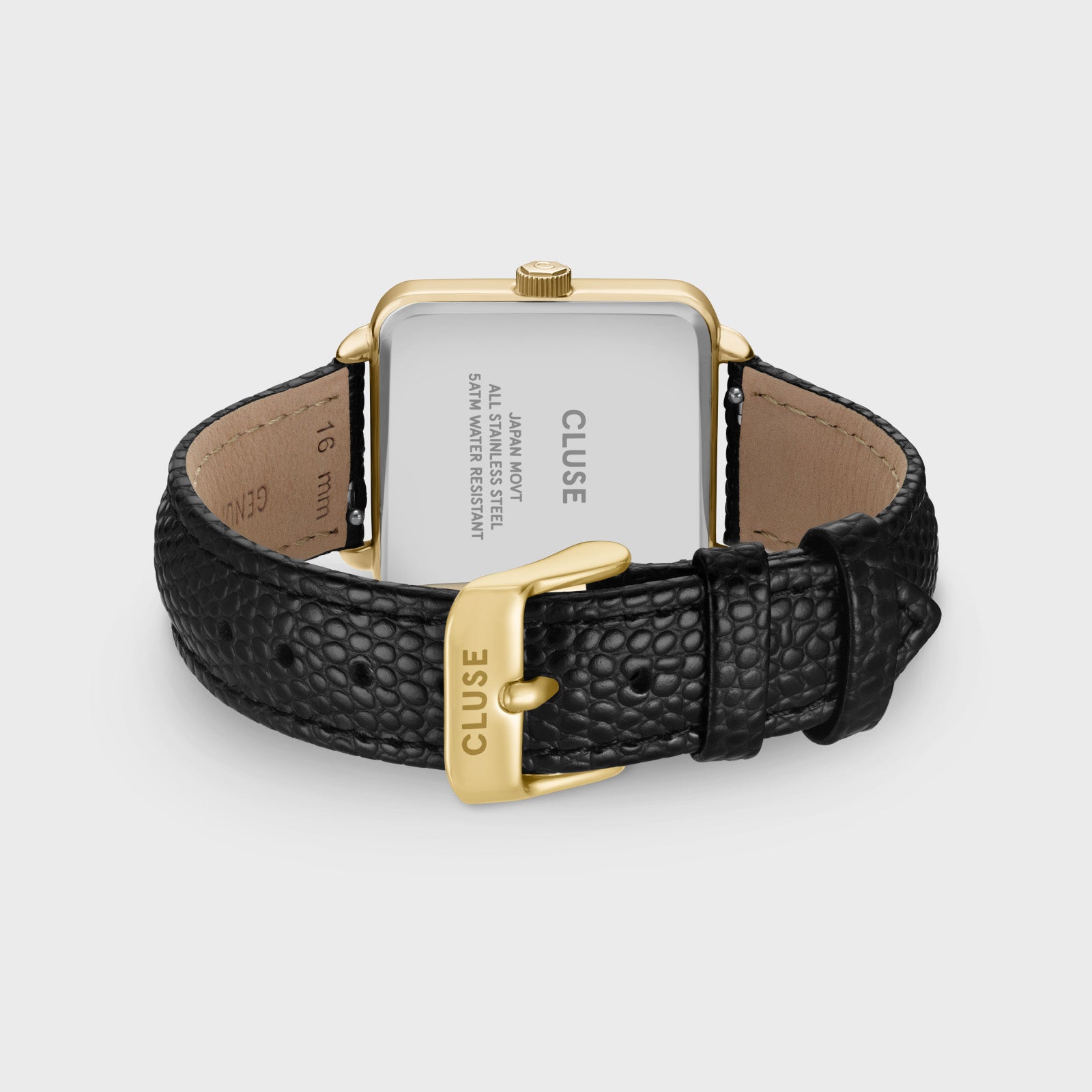 La Tétragone Multifunction Watch Leather, Black Lizard, Gold Colour、mySite、botmansion