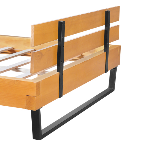 PINE WOOD BED FRAME KING SIZE,NATURAL & BLACK COLOR、、eastwooduniform