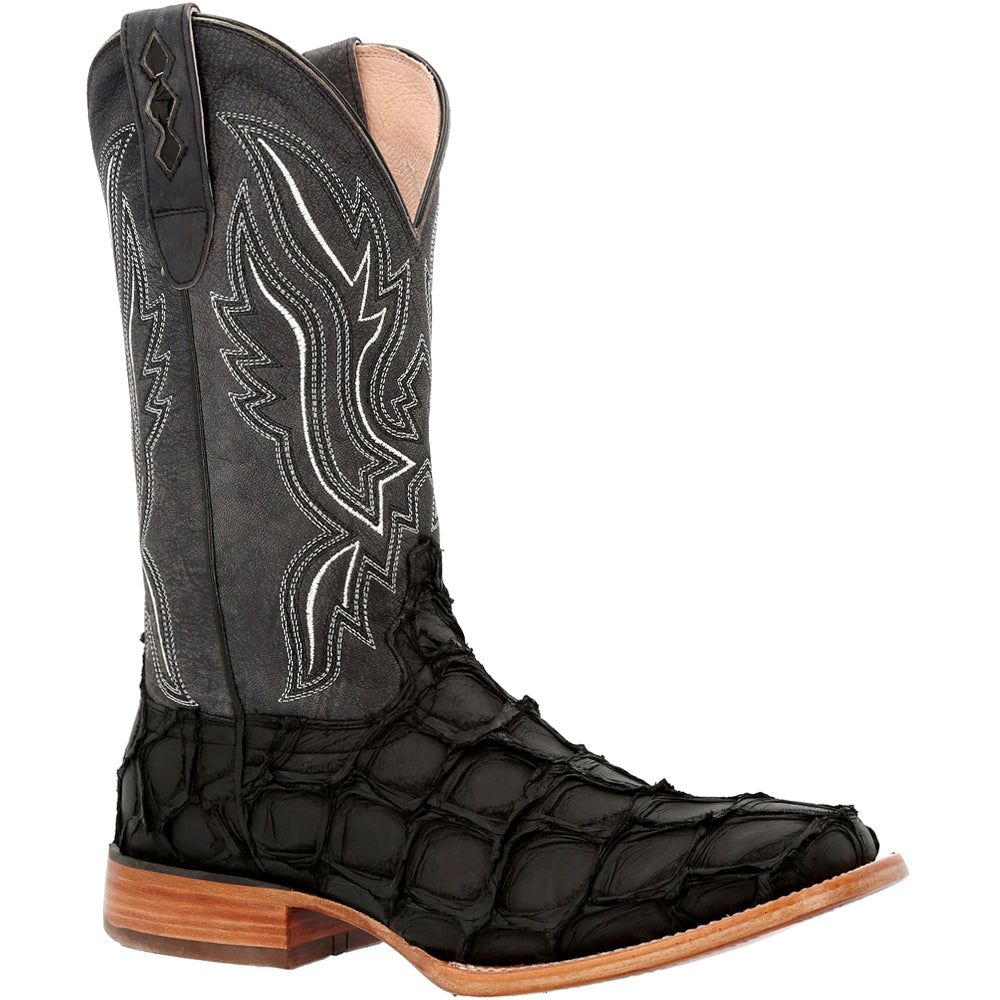 Premium Exotics Pirarucu Embroidered Square Toe Pull On Cowboy Boots、mySite、gtrtttuynbv