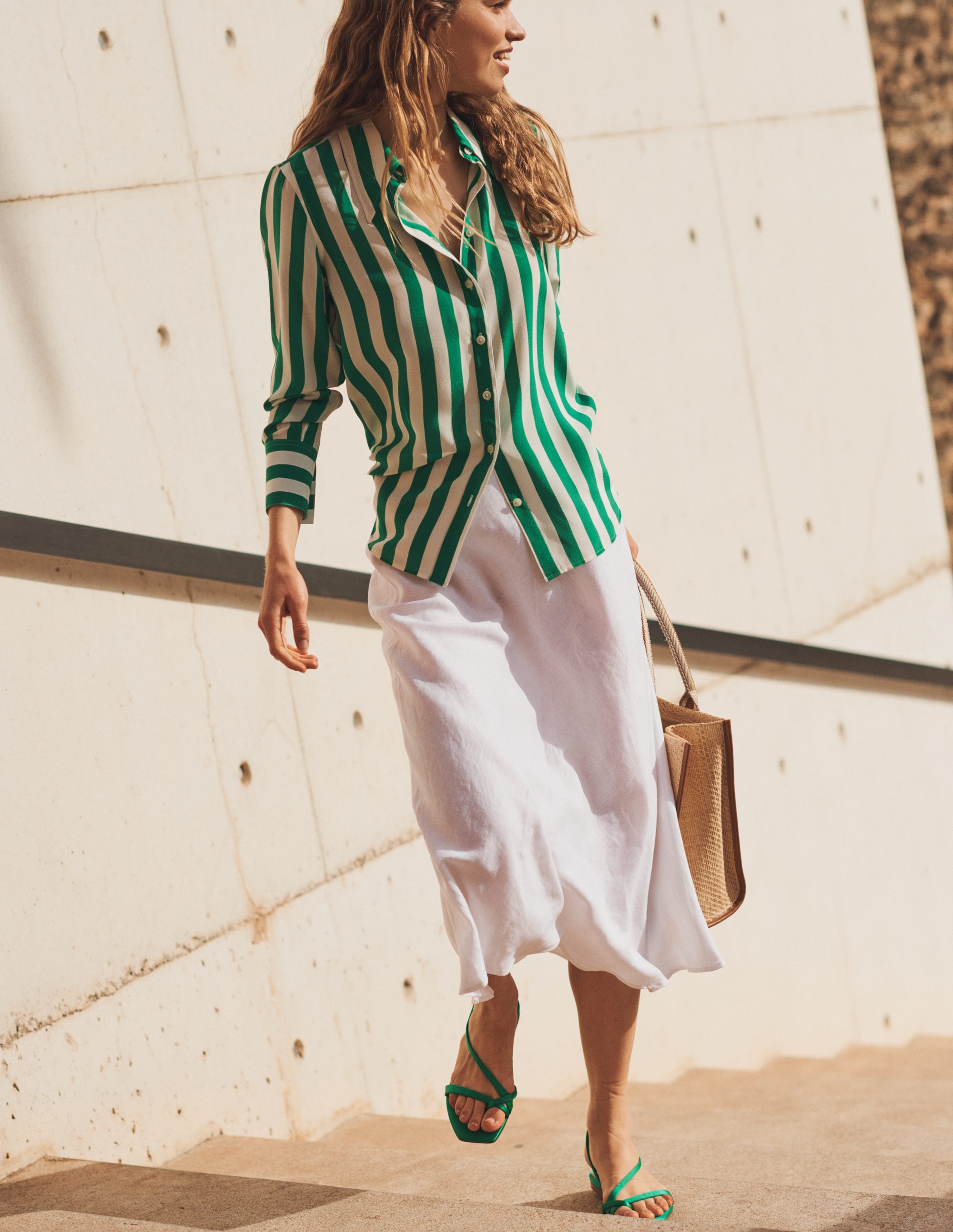  Bias Linen Midi Skirt-White、mySite、ashleygrahame