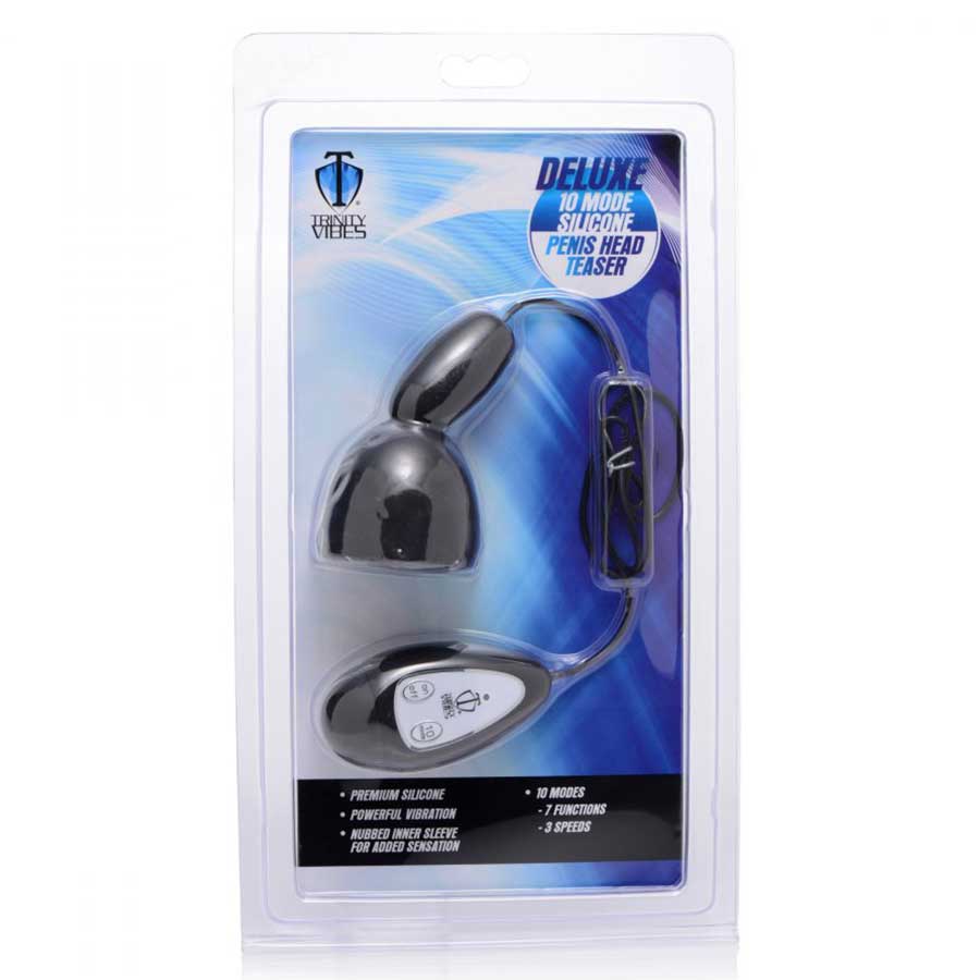 Deluxe 10 Mode Black Silicone Penis Head Teaser by Trinity Vibes、mySite、bottomscart