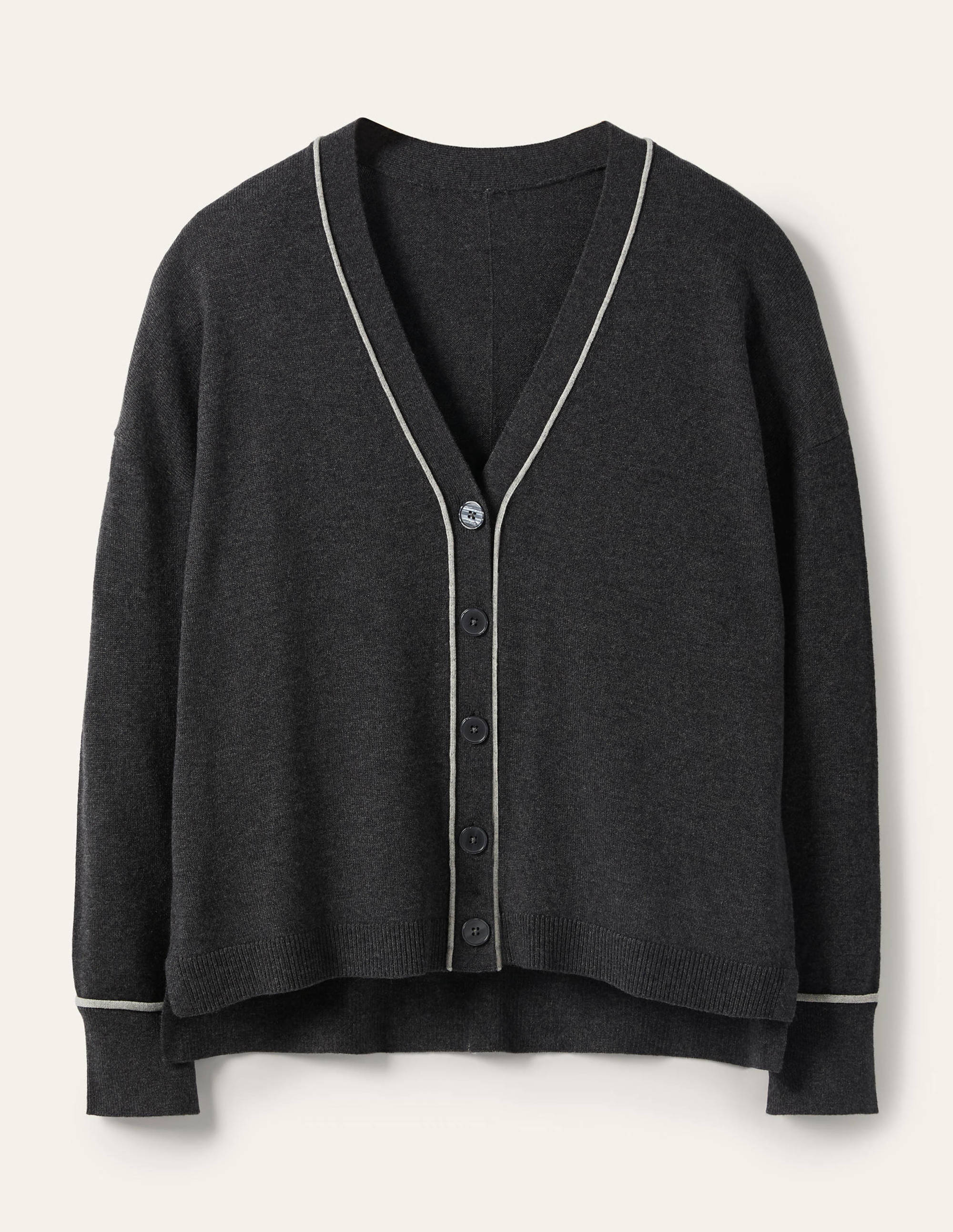  V-neck Relaxed Cardigan-Charcoal Melange、mySite、ashleygrahame