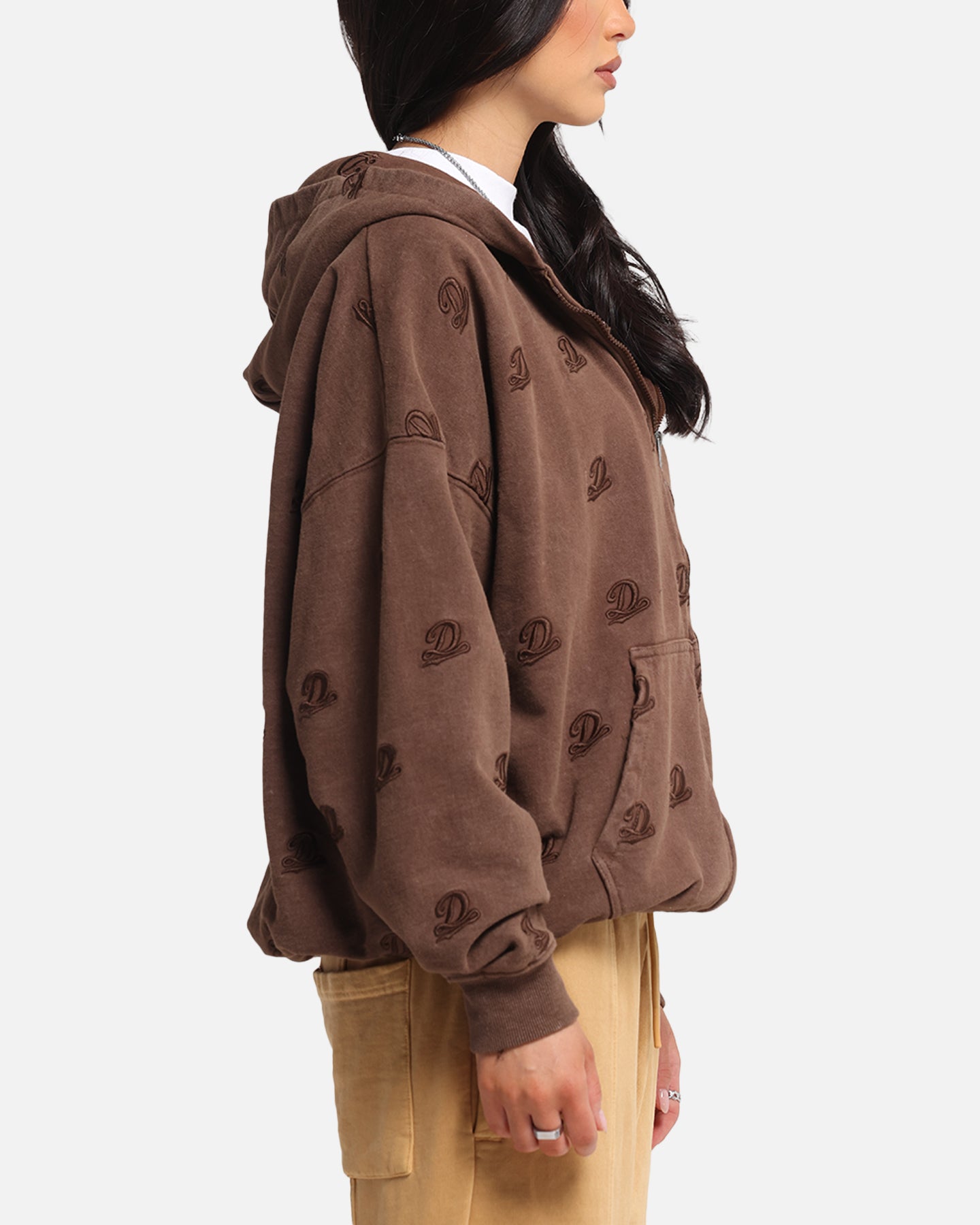 Dreamville Logo All Over Zip Hoodie Brown、mySite、zt4zffjzw