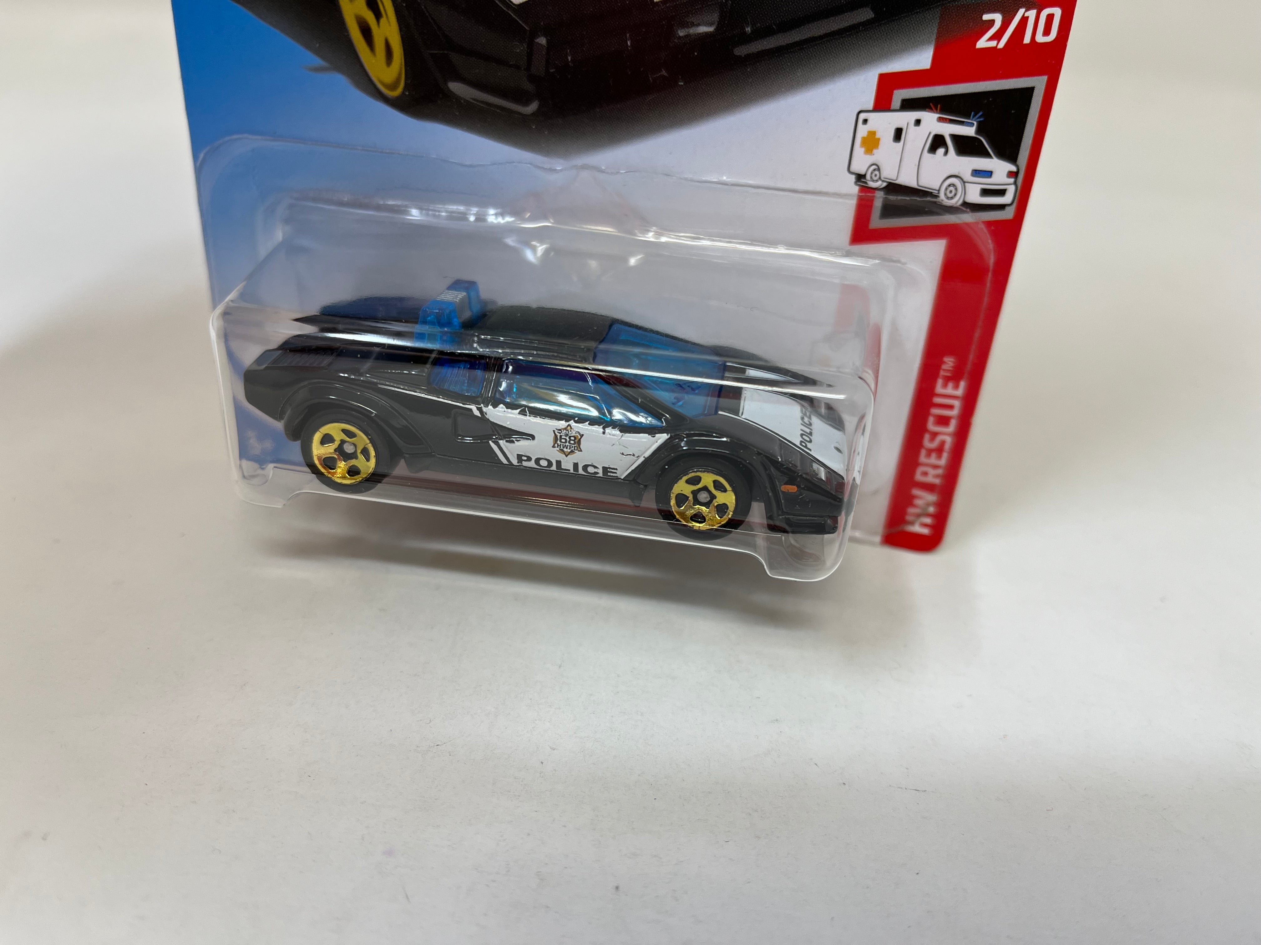 Lamborghini Countach Police Car #142 * BLACK * 2019 Hot Wheels USA Card、mySite、hgirdovlk