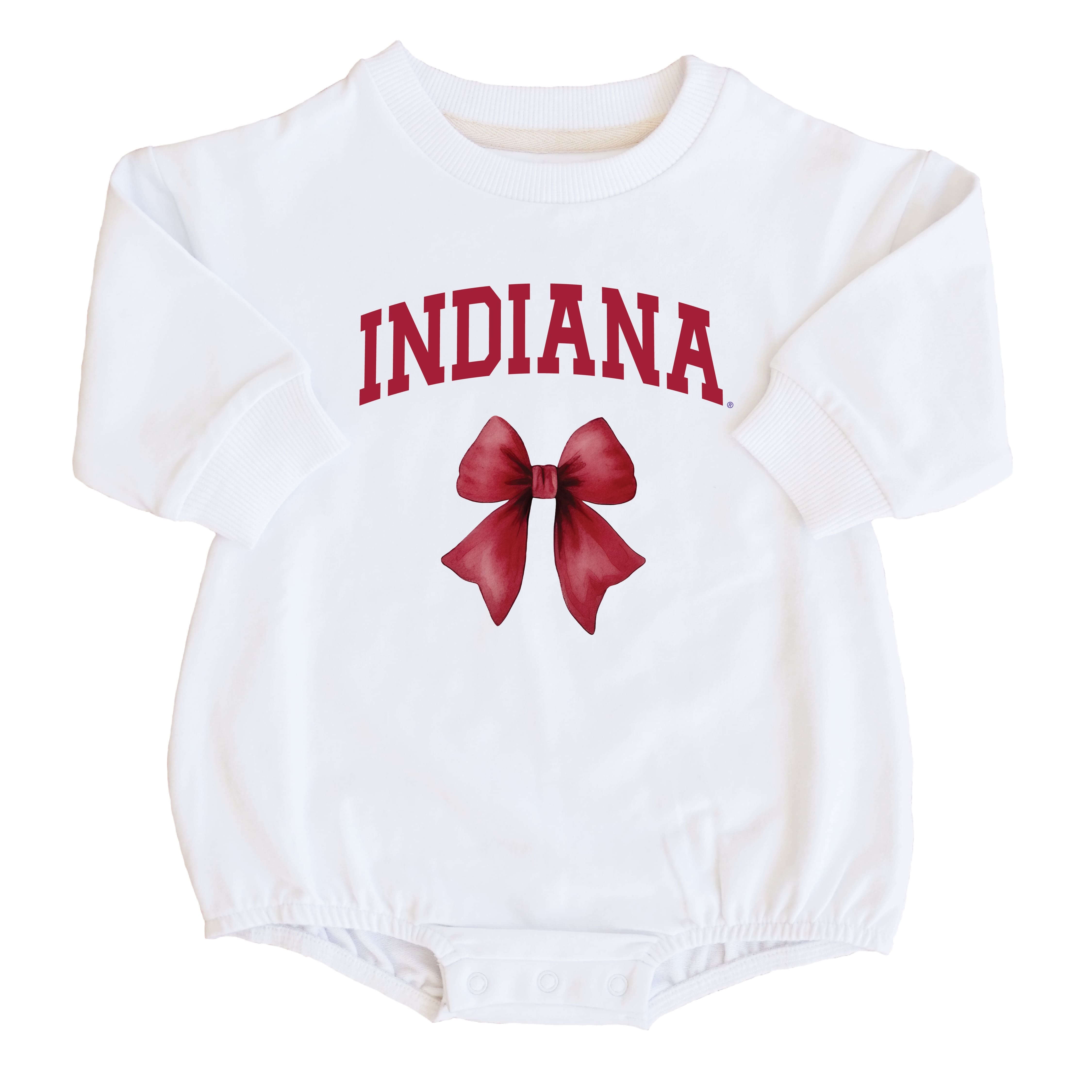 Indiana University | Footballs & Bows Graphic Sweatshirt Bubble Romper、mySite、layawaytickets