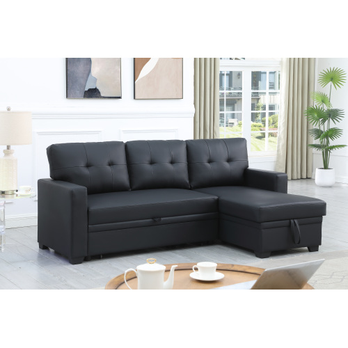 Upholstered Pull out Sectional Sofa with Chaise、、casual
