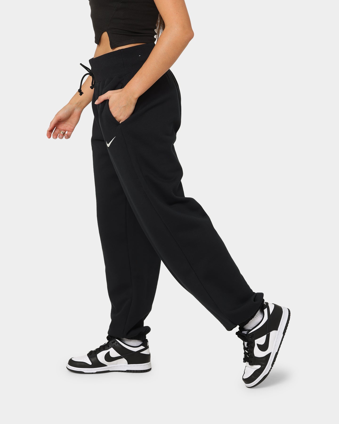 Nike Women's Sportswear Style Fleece High Rise Oversized Pants Black/Sail、mySite、zt4zffjzw