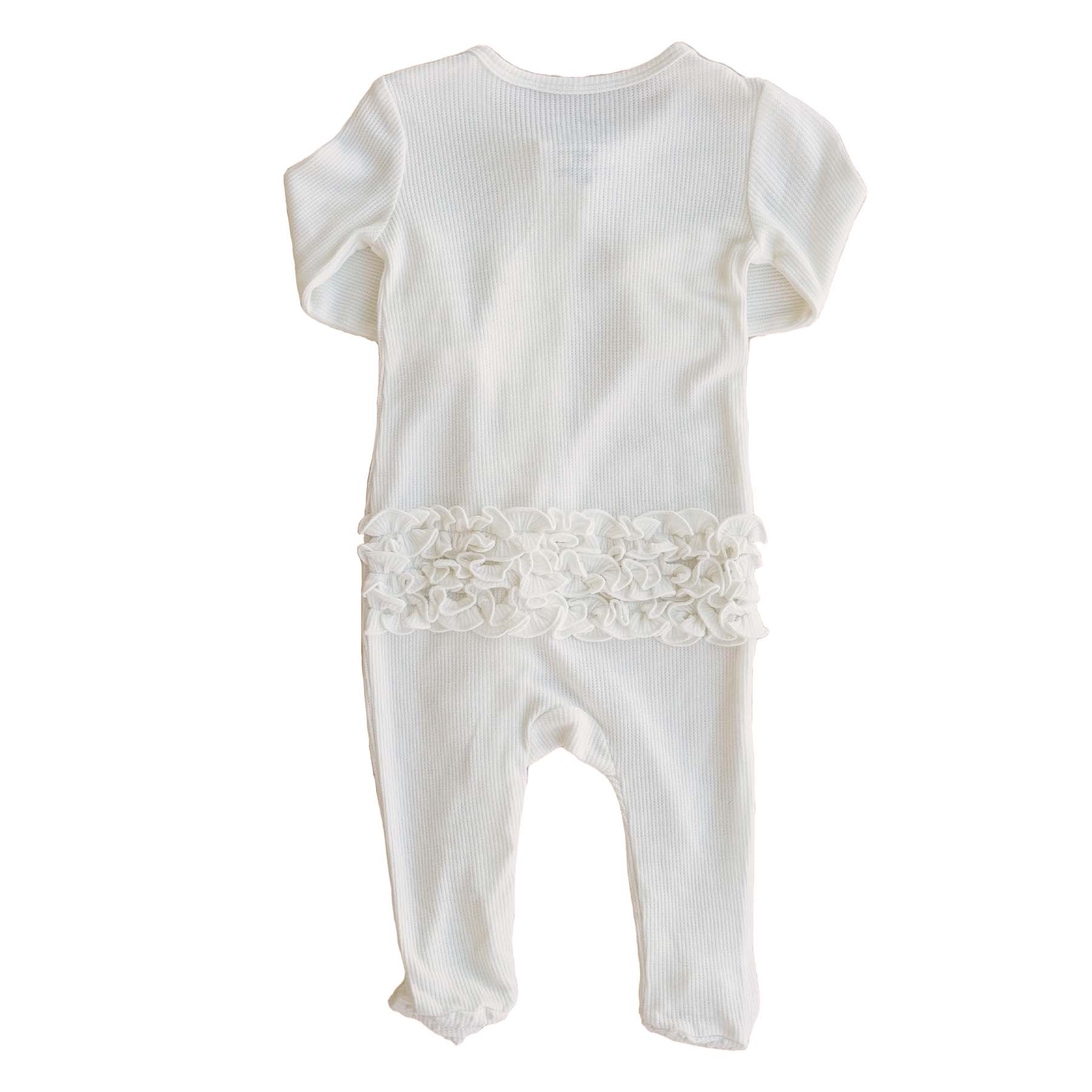  Cloud White Bamboo Waffle Zipper Ruffle Footie、mySite、layawaytickets