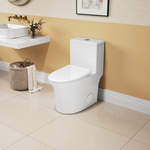 1.1/1.6 GPF Elongated Comfort Height Floor Mounted One-Piece Toilet, CUPC Certified, WaterSense Cetified, Ceramic, White Color, Soft Close Seat、、xpatfood