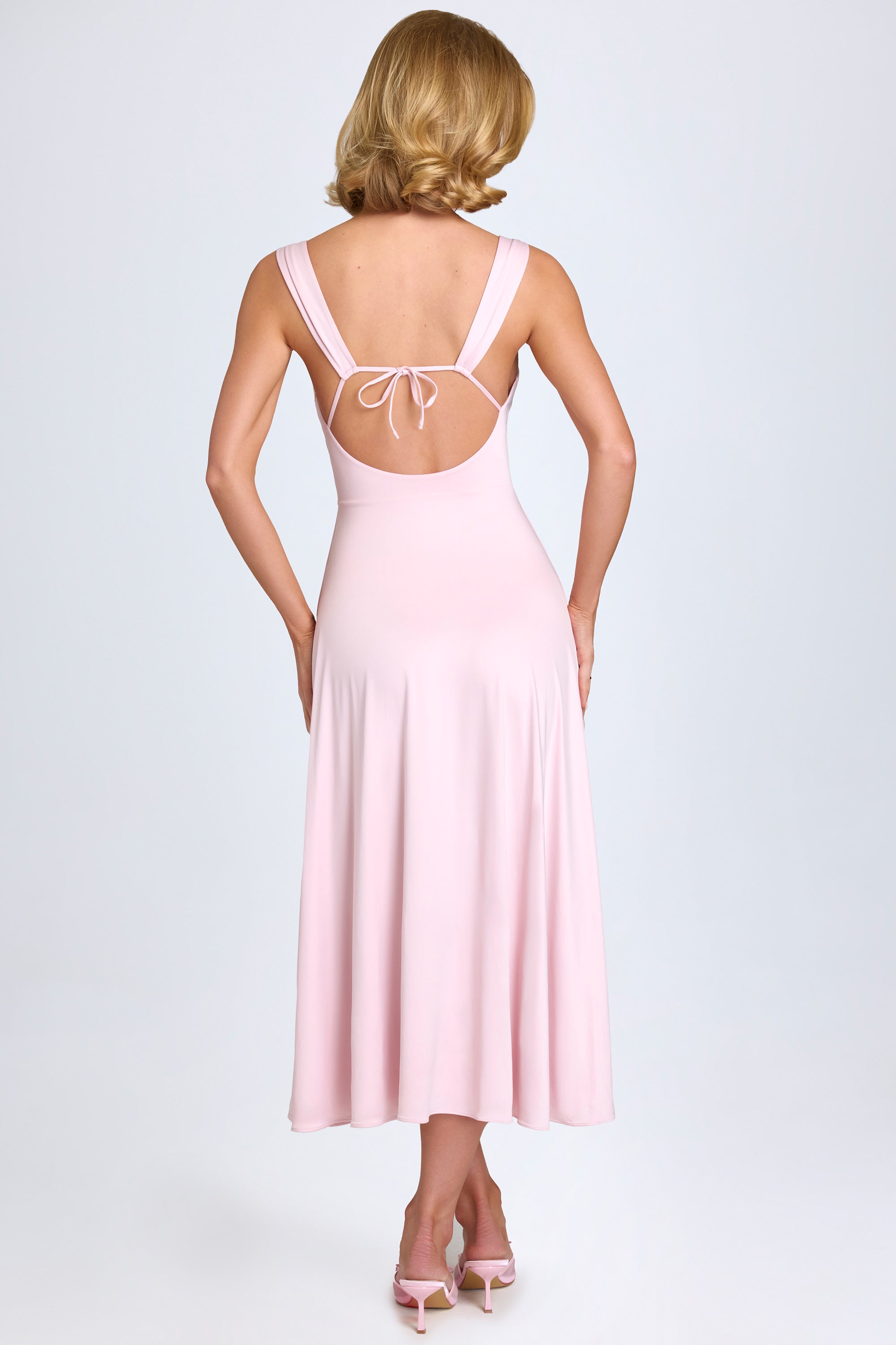 Sweetheart-Neck Ruched Midaxi Dress in Blush、mySite、solidvoid