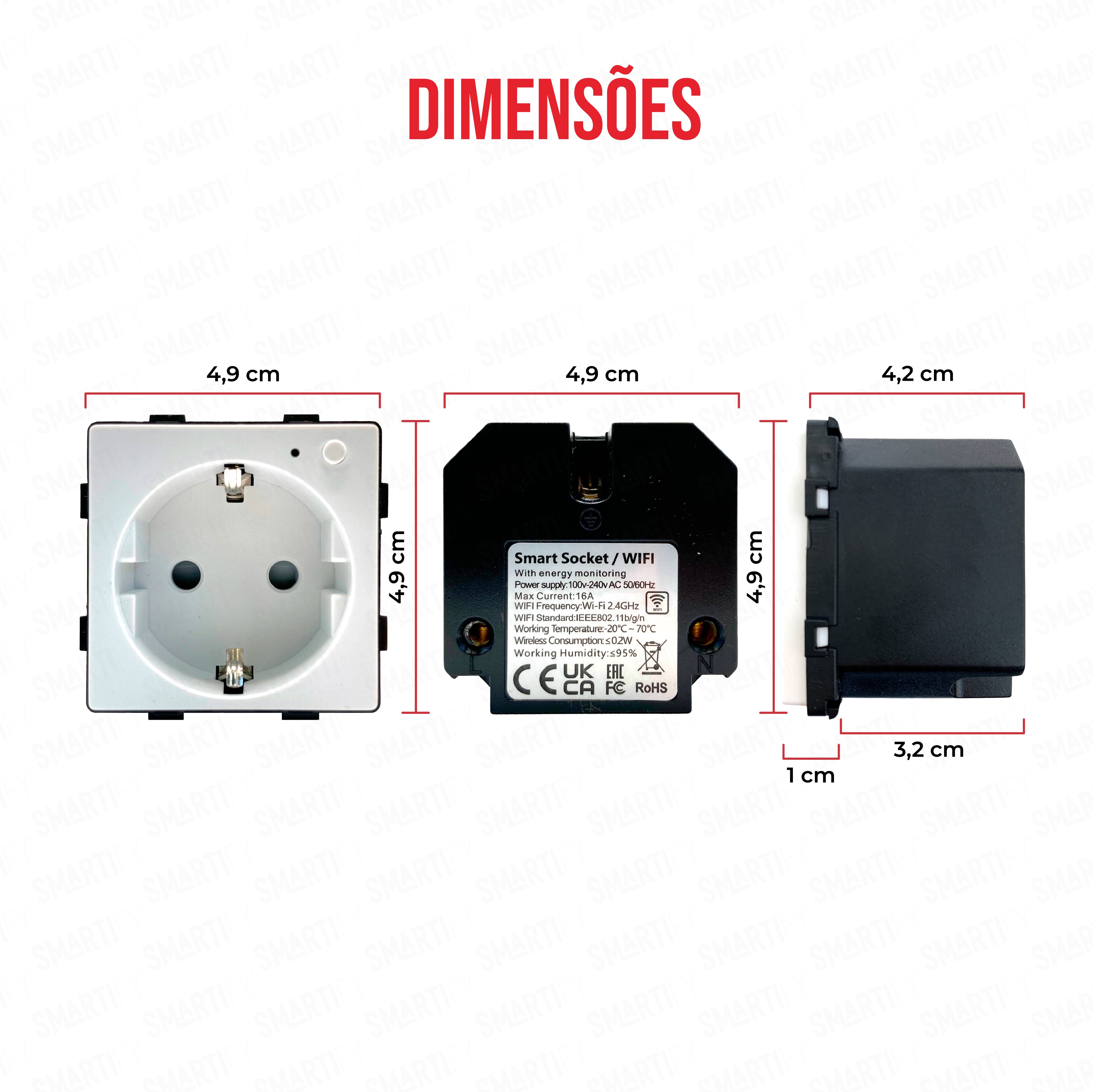 Smartify vPRO Módulo Tomada Inteligente Wifi c/ Medidor de Energia Branco - SYPMTEWFBR、mySite、fannypackpong