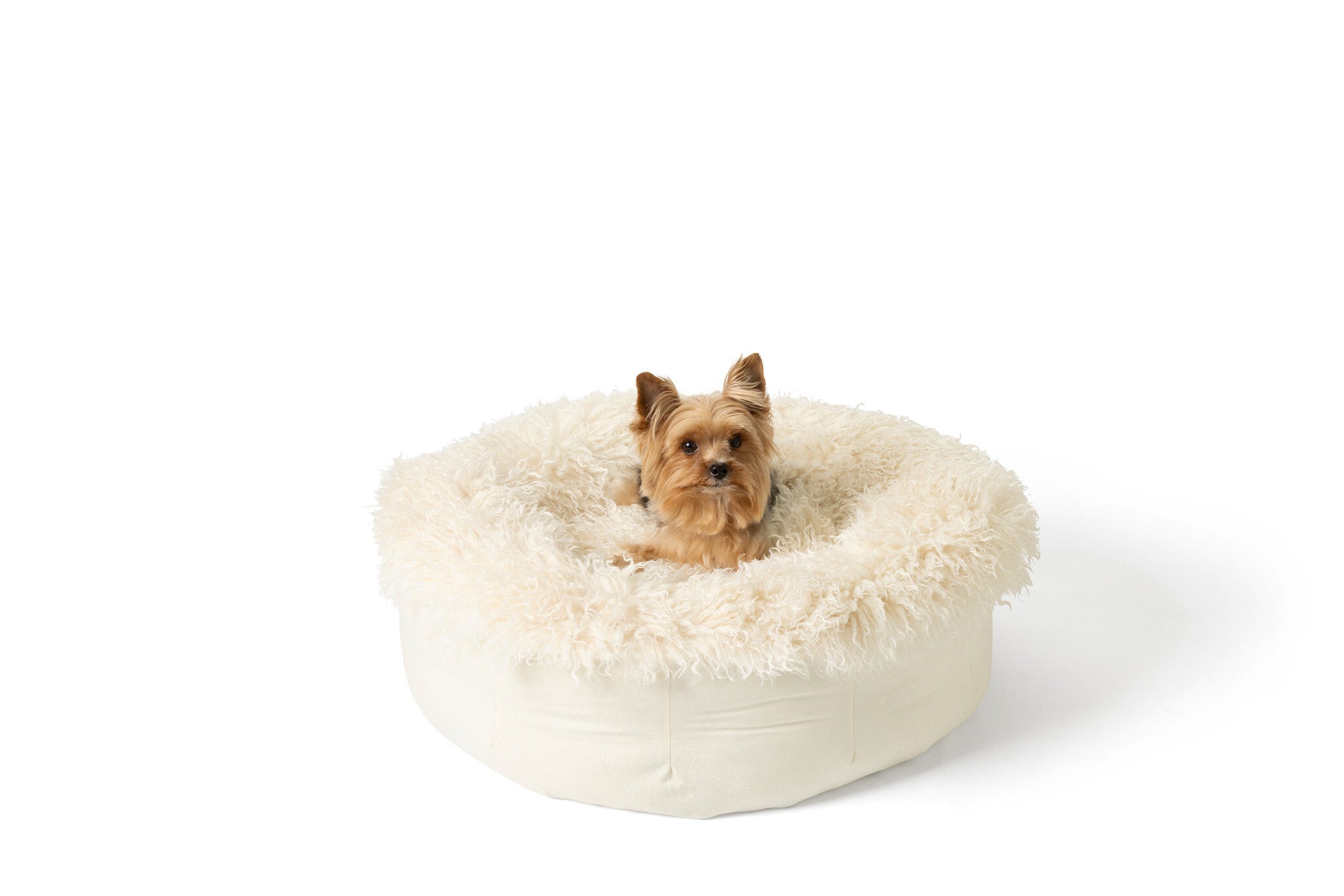 PupPouf™ Luxe Faux Fur Donut Dog Bed - Plush Sheep Ivory、mySite、solidvoid