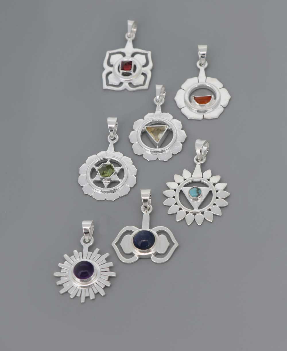 Sterling Silver Gemstone Chakra Pendants, Sold Individually、mySite、topwebapps
