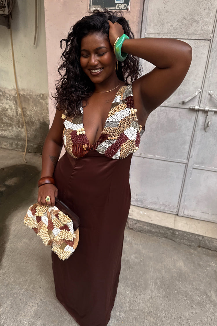 Chocolate Beaded Allegra Dress、mySite、solidvoid