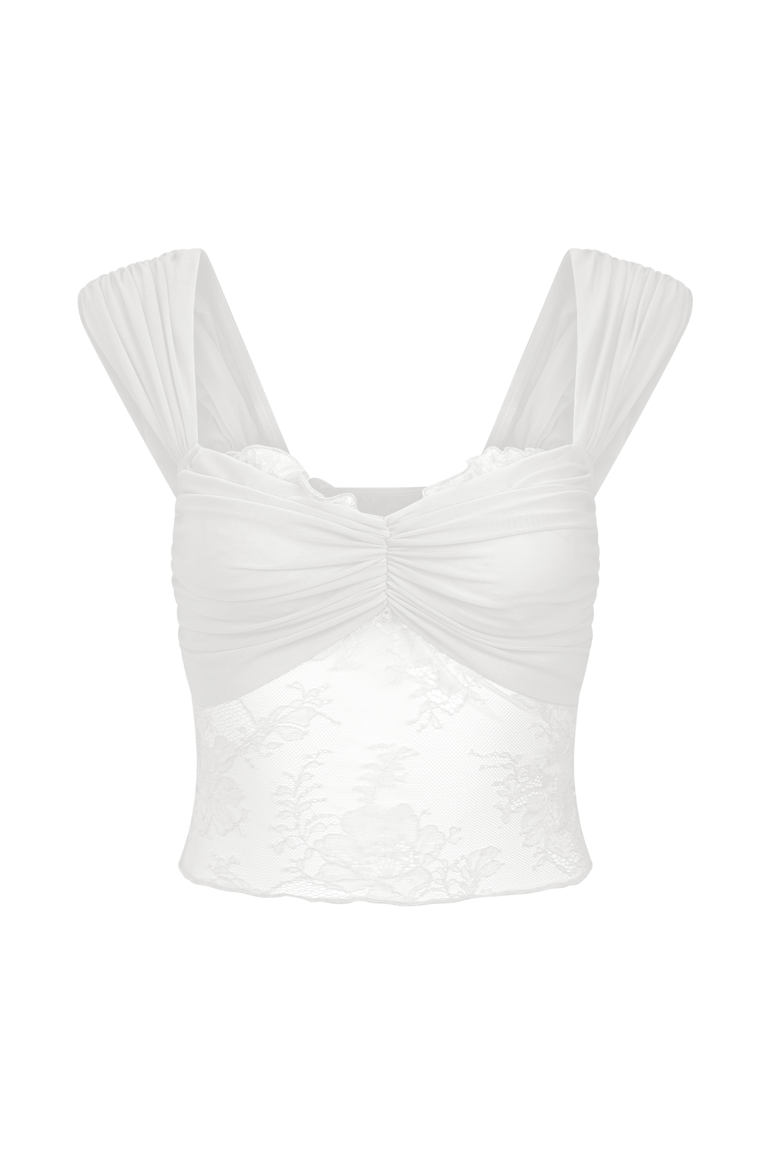 Guinevere Lace And Mesh Top - Ivory、mySite、solidvoid