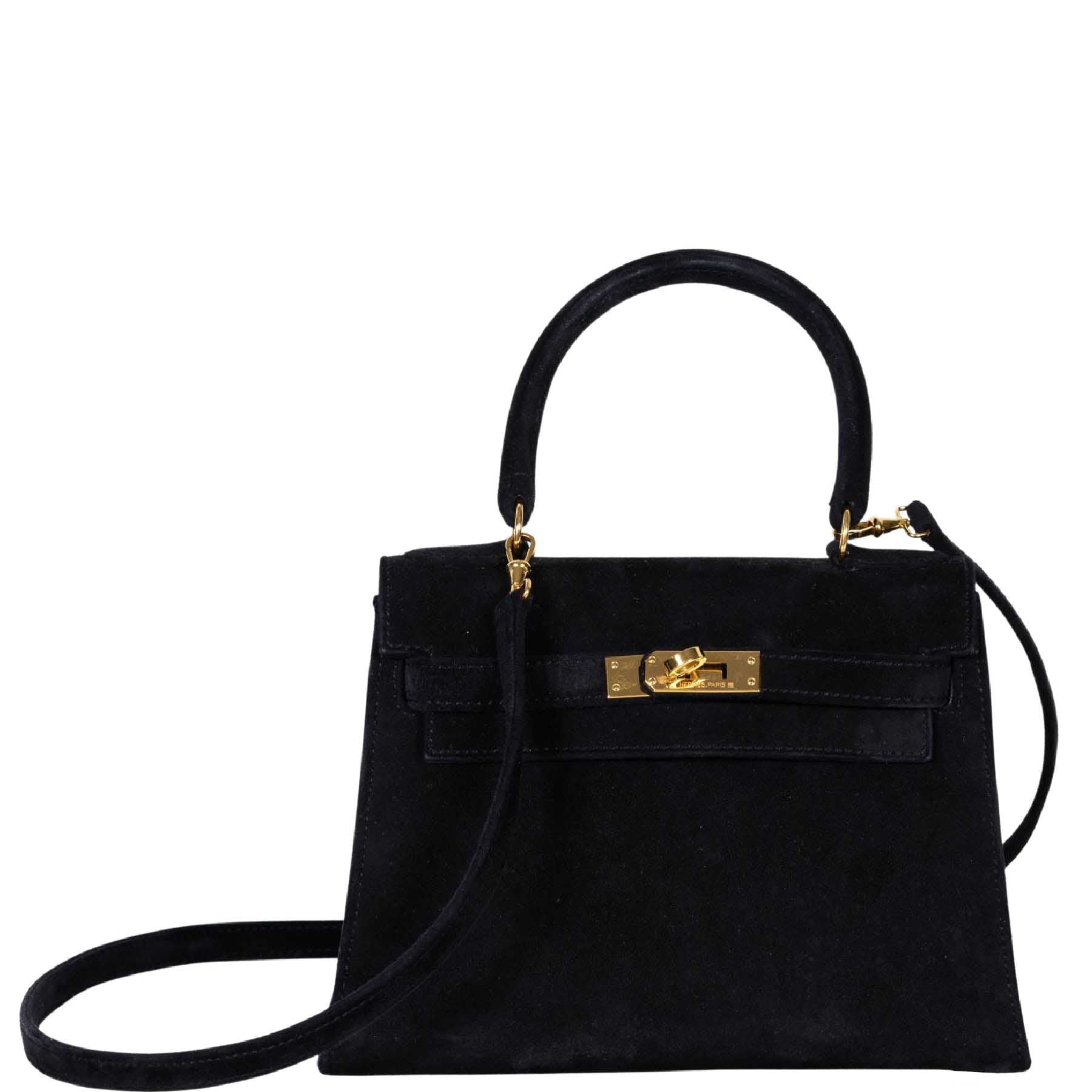 Hermès Kelly 20 Mini Sellier Black Noir Veau Doblis Suede Gold Hardware、mySite、garminoutage.com