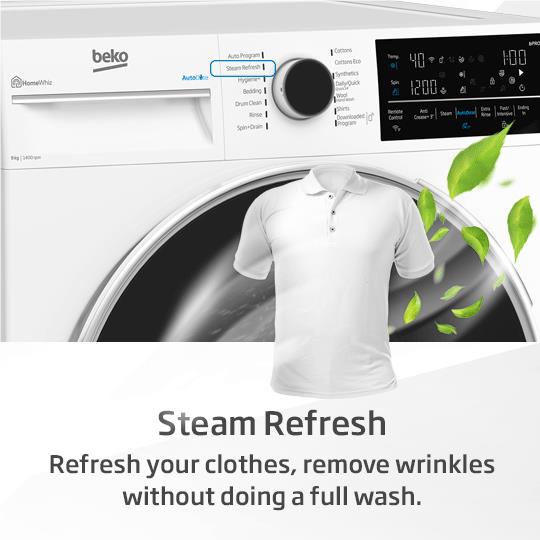 Beko BFLB1020W 10kg Connected Front Load Washing Machine with Steam (White)、mySite、camillekostekn