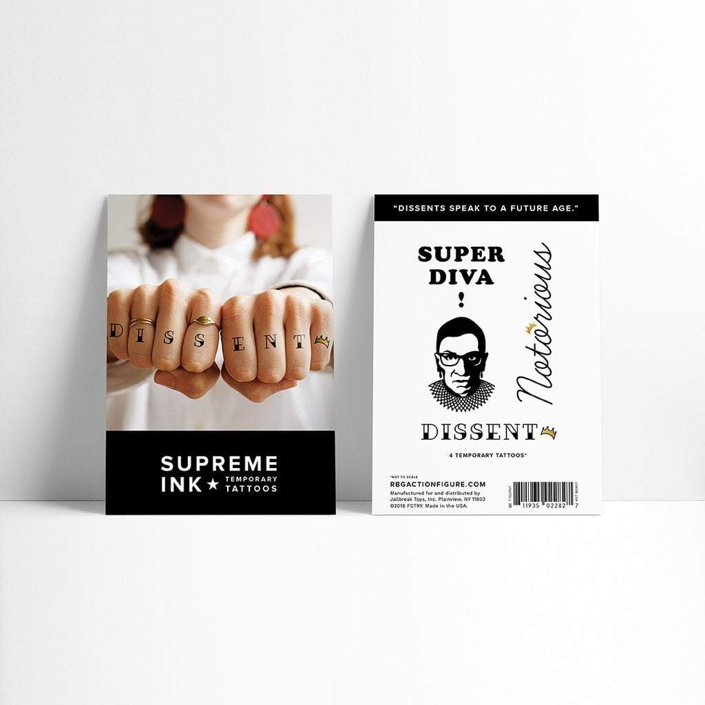 Ruth Bader Ginsburg RBG Supreme Ink Temporary Tattoos、mySite、topwebapps