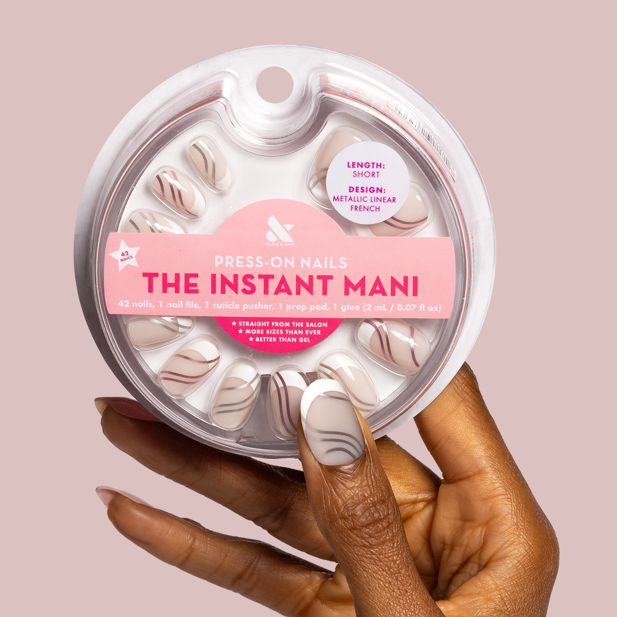 Metallic Linear French - Press-On | Short | Round - Part of Set、mySite、solidvoid