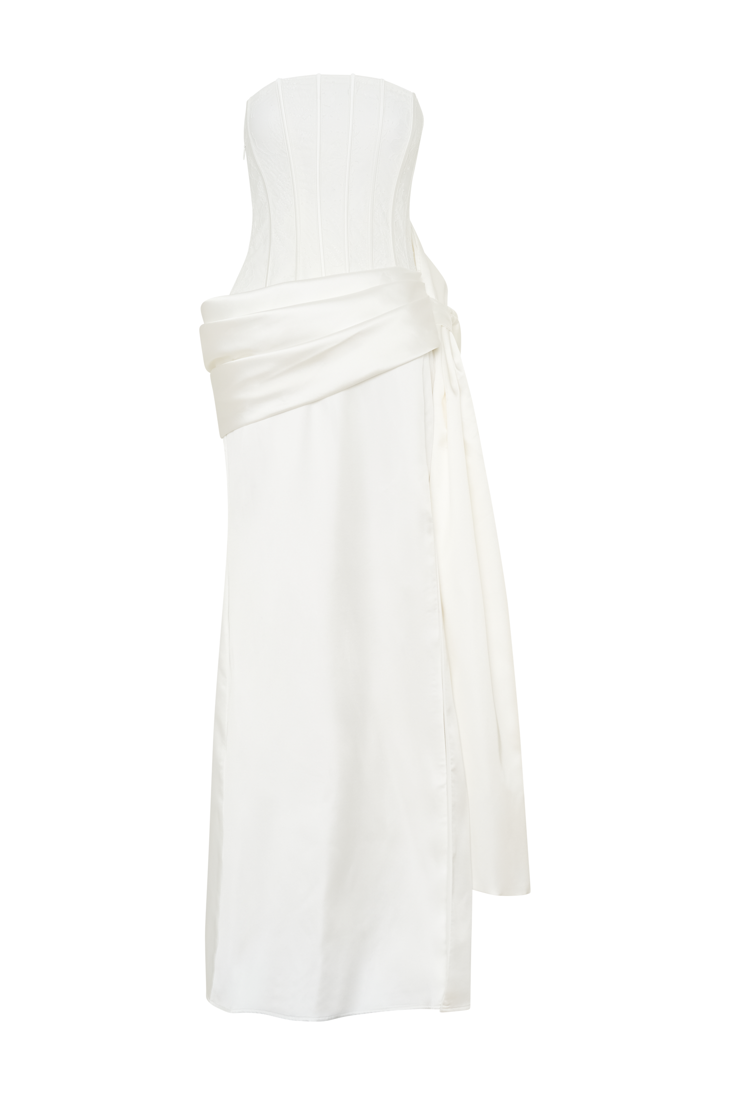 Galia Satin Corset Gown - White、mySite、solidvoid