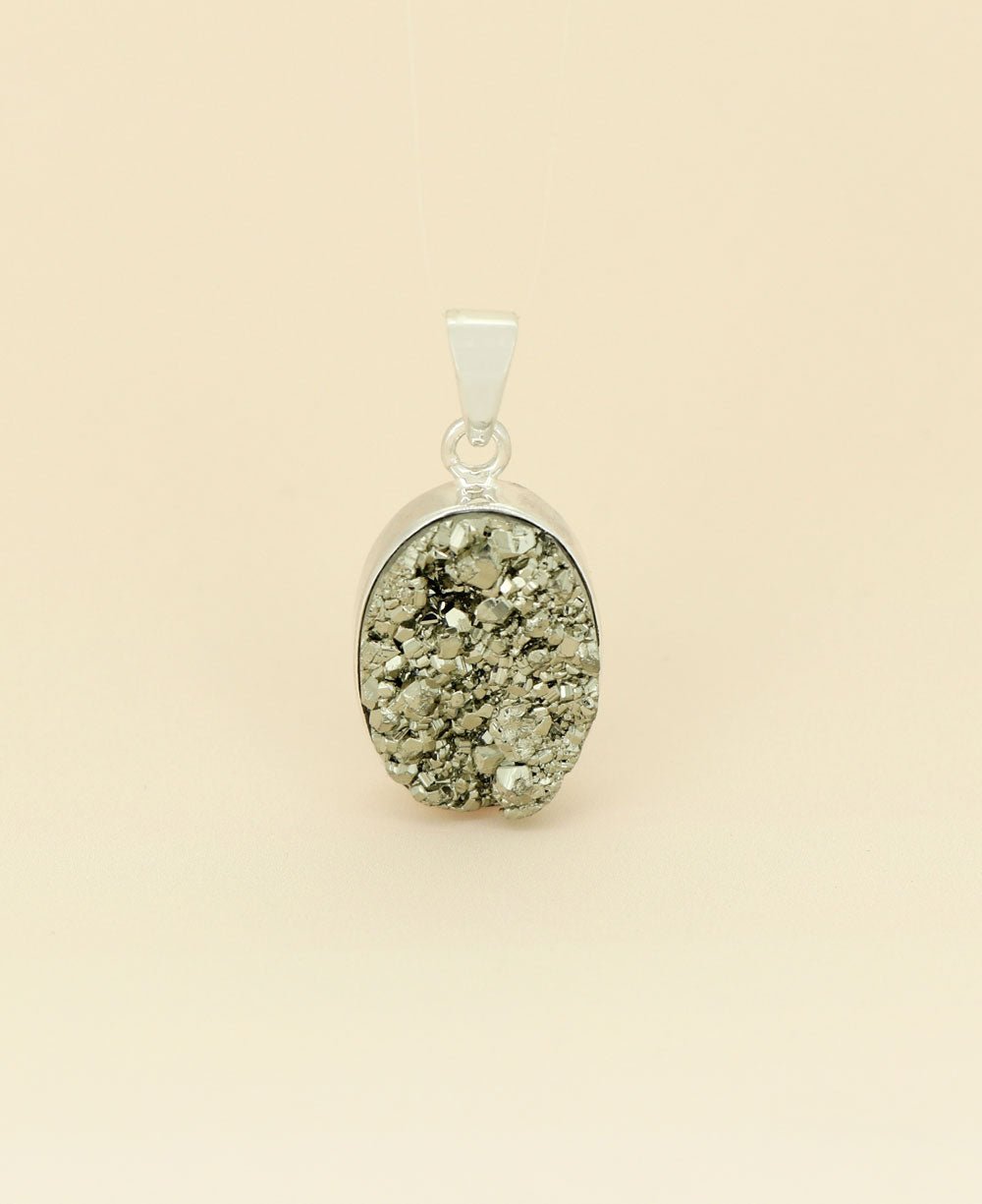 Sterling Silver Pyrite Cluster Gemstone Pendant、mySite、topwebapps