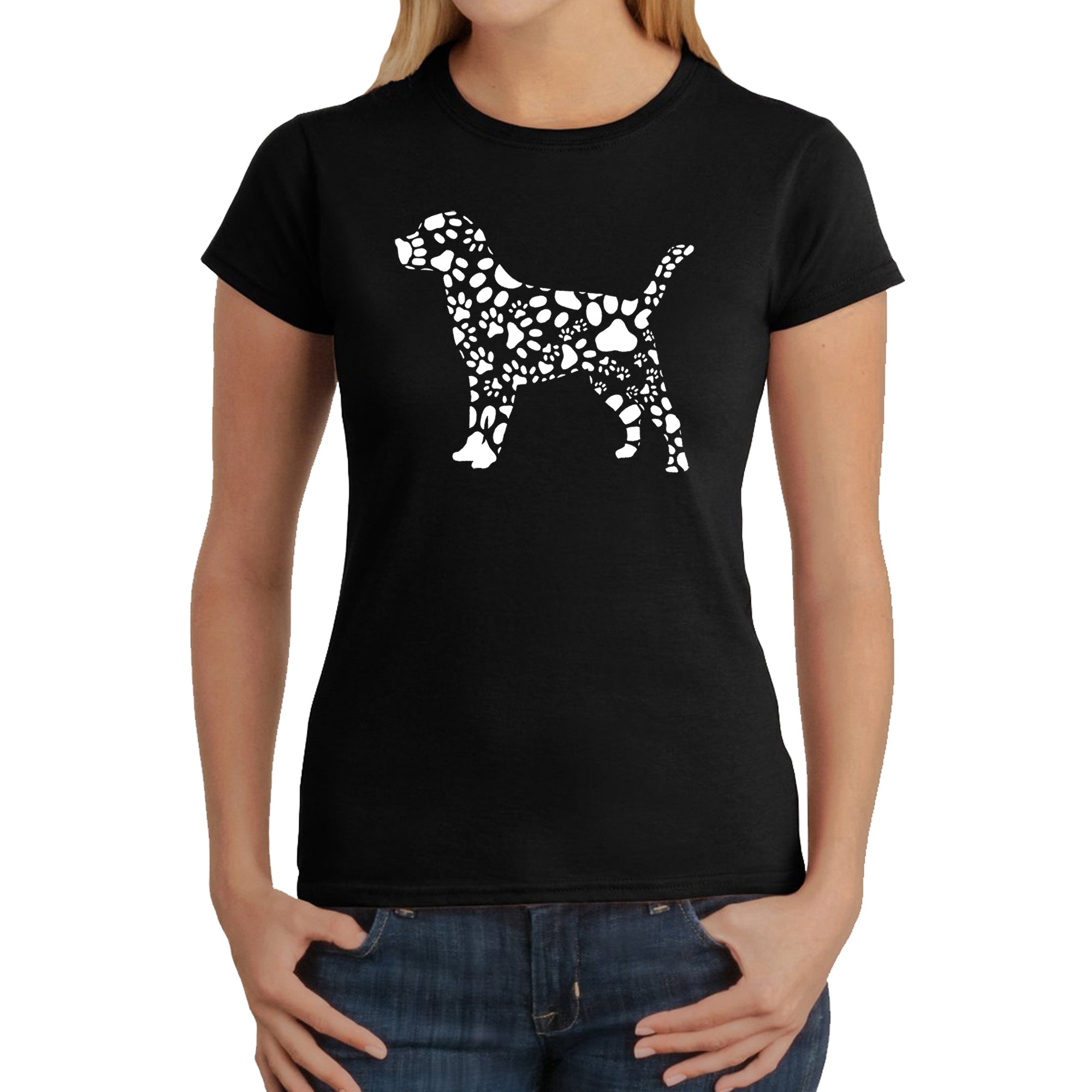 Dog Paw Prints - Women's Word Art T-Shirt、mySite、camillekostekn