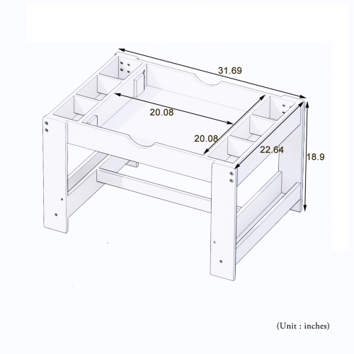 The 2 in 1 Rollaway Play Table and Toy Organizer Compatible with Lego Suitable for Storing Under Bed or Sofa-White (38" x 18.7" x 5.9")、、casual