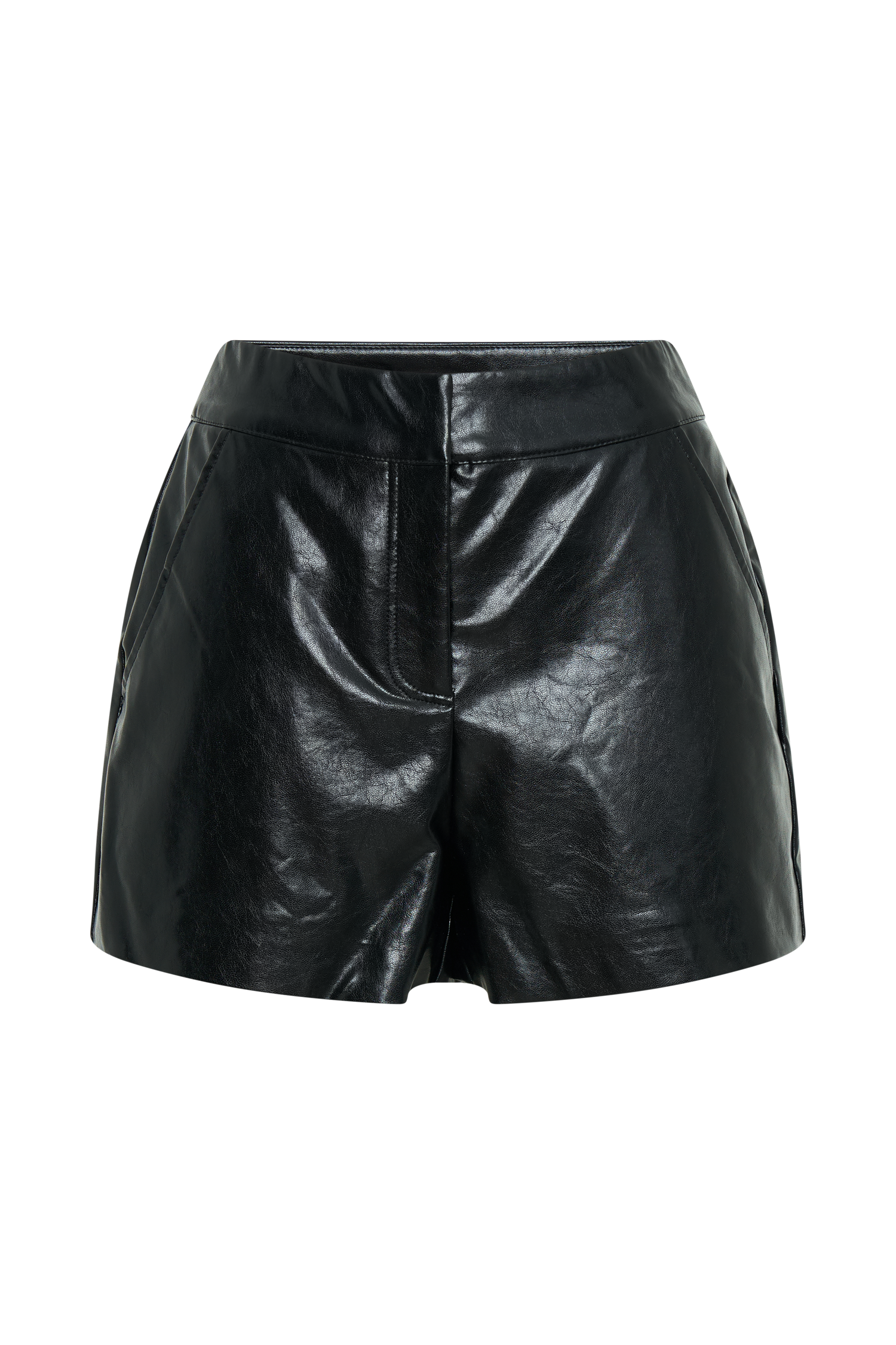 Arabelle Faux Leather Shorts - Black、mySite、solidvoid