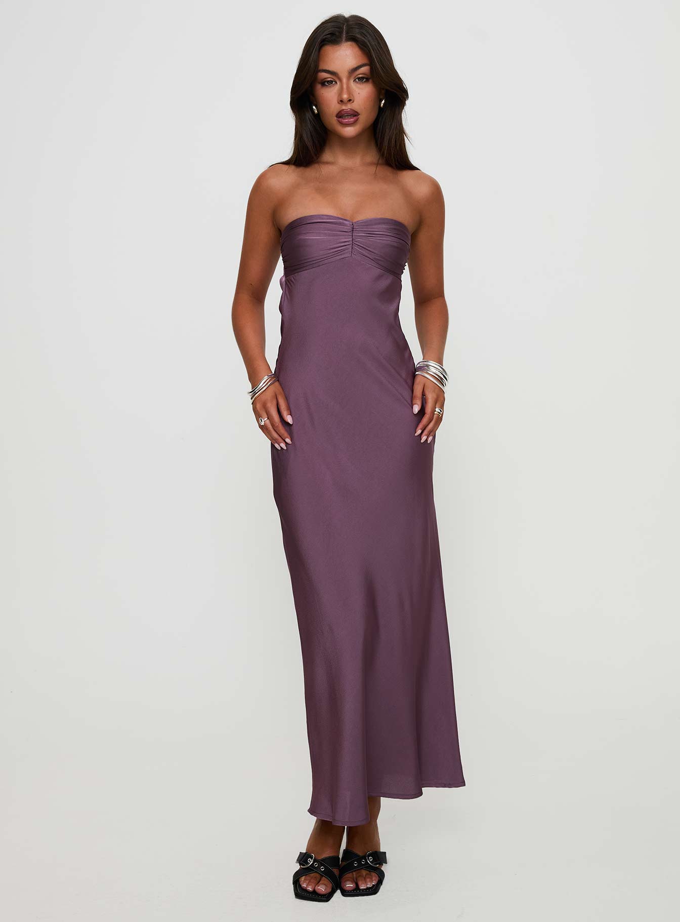Maryska Strapless Maxi Dress Purple、mySite、solidvoid