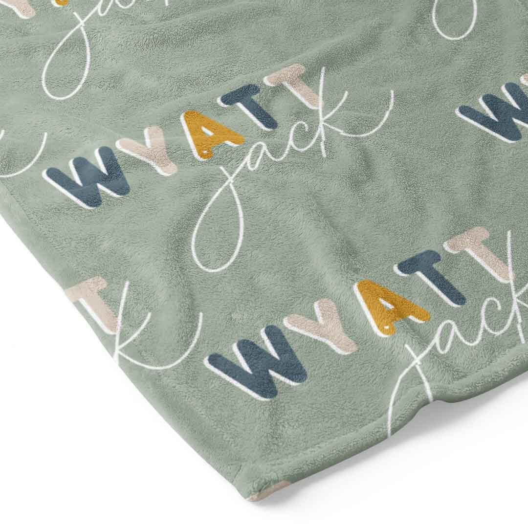  Dusty Moss Retro Personalized Toddler Blanket、mySite、layawaytickets
