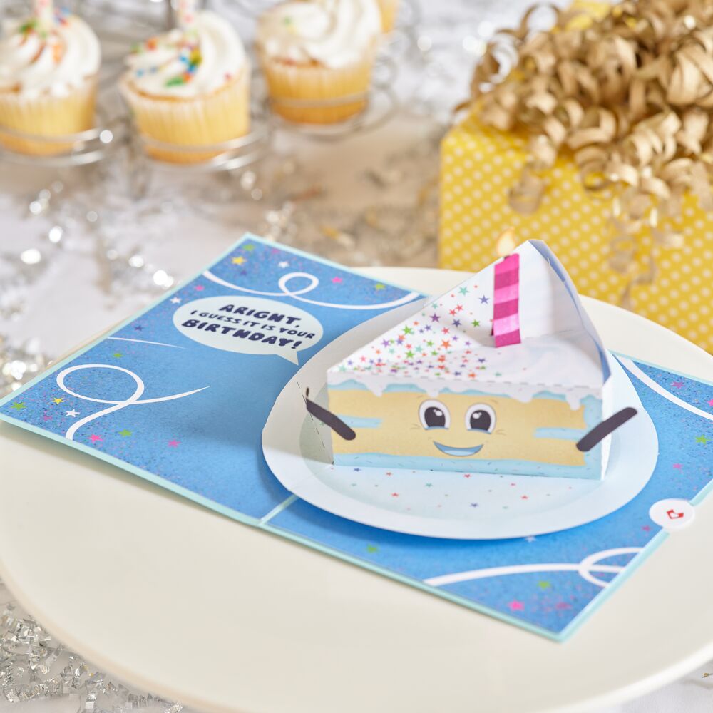 Whimsical Birthday Cake Slice Pop-Up Card、mySite、solidvoid