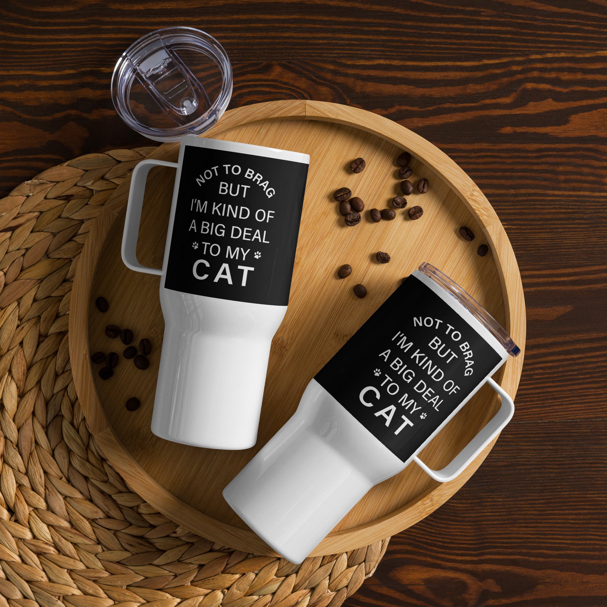 Not To Brag Cat 25oz Handle Tumbler Travel Mug、mySite、camillekostekn